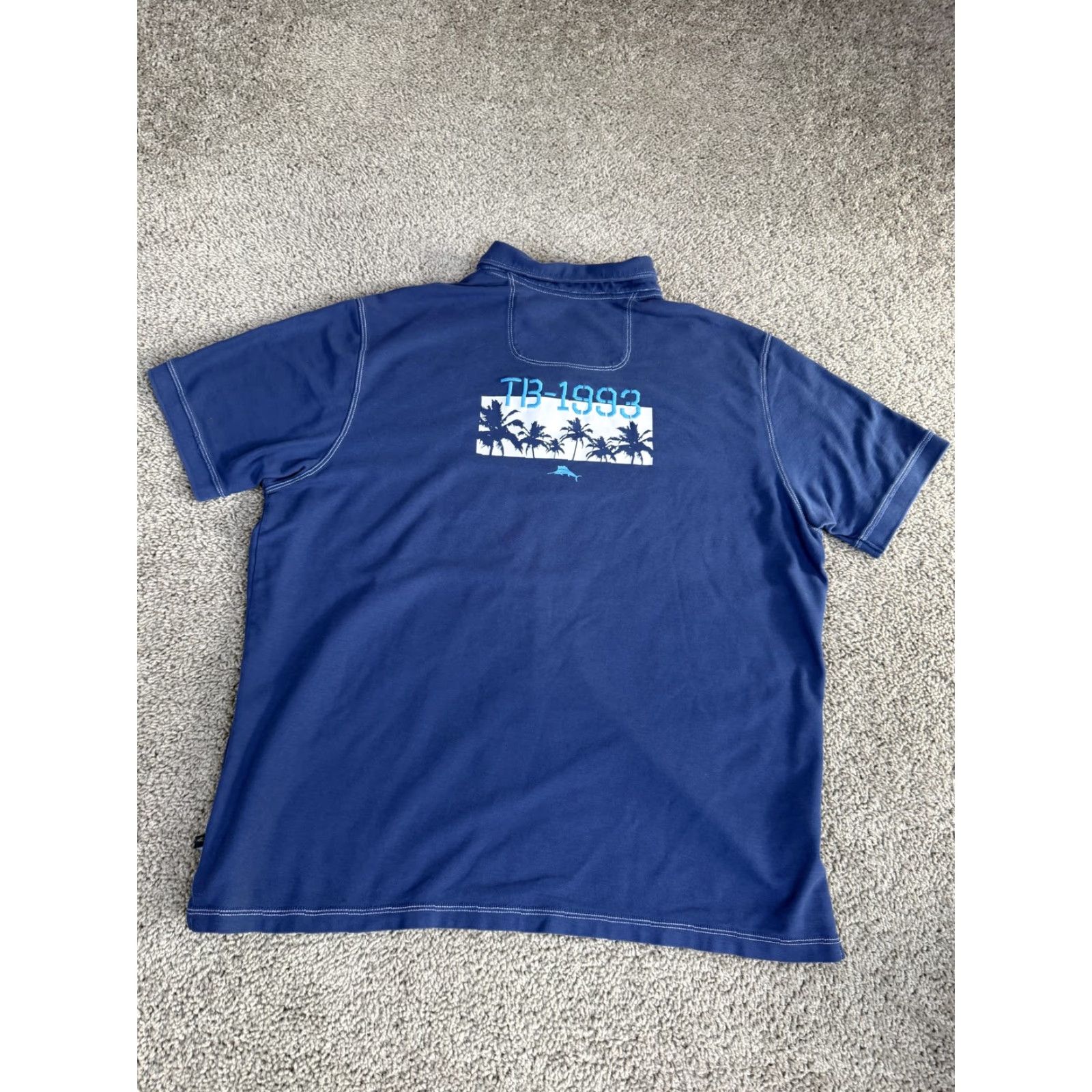 Tommy Bahama VINTAGE Tommy Bahama IslandZone Polo Shirt Mens XL Blue TB 1993 Palm Trees Graphic Back Size US XL / EU 56 / 4 - 2 Thumbnail