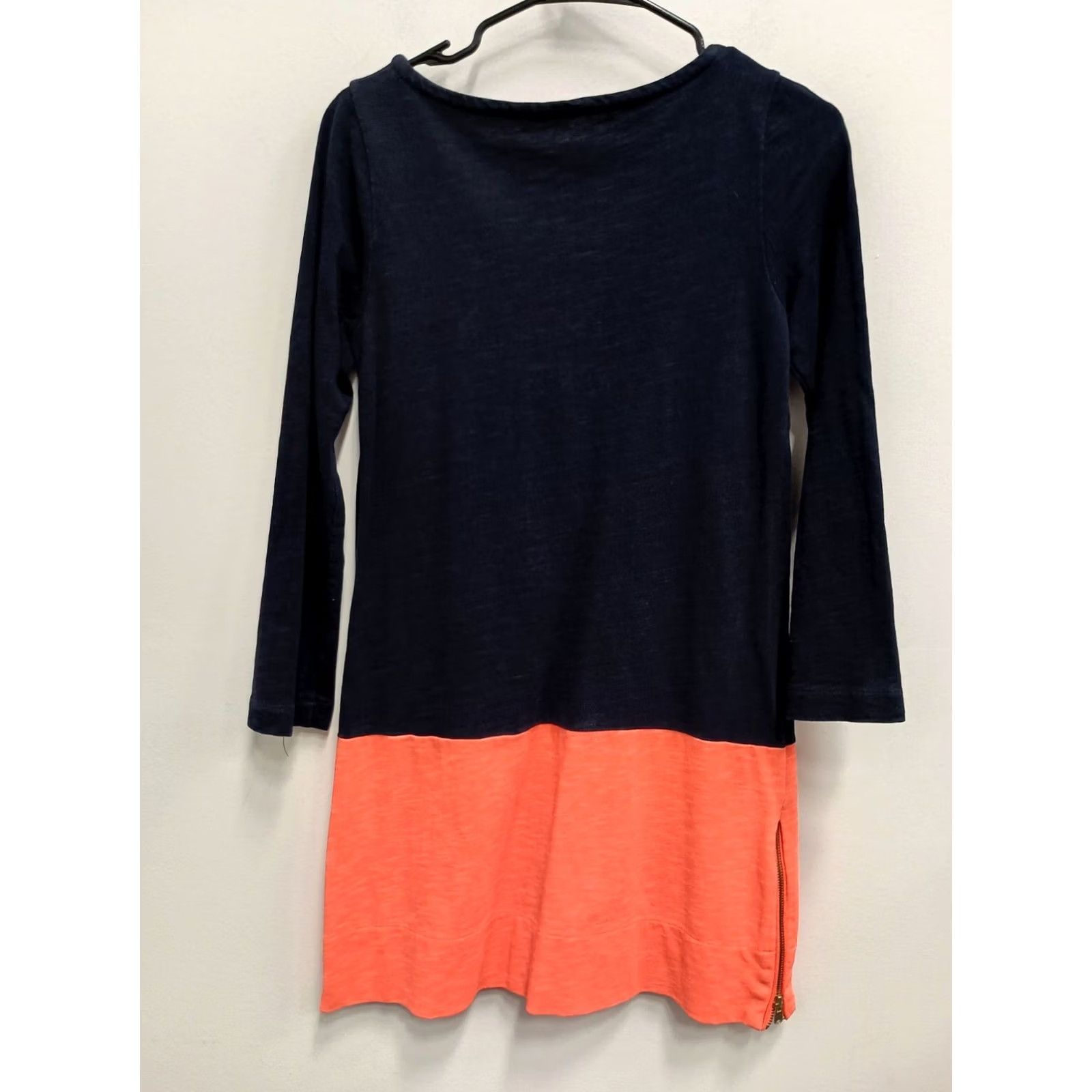 J.Crew J. Crew Dress Shift XS Navy Orange Colorblock Long Sleeve Zip Hem Preppy Womens Size XS / US 0-2 / IT 36-38 - 6 Thumbnail
