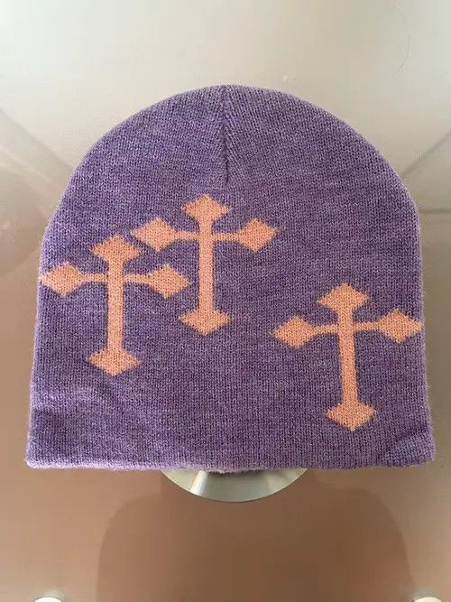 Japanese Brand × Vintage Gothic Cross Beanie (purple lavender) Size ONE SIZE - 1 Thumbnail