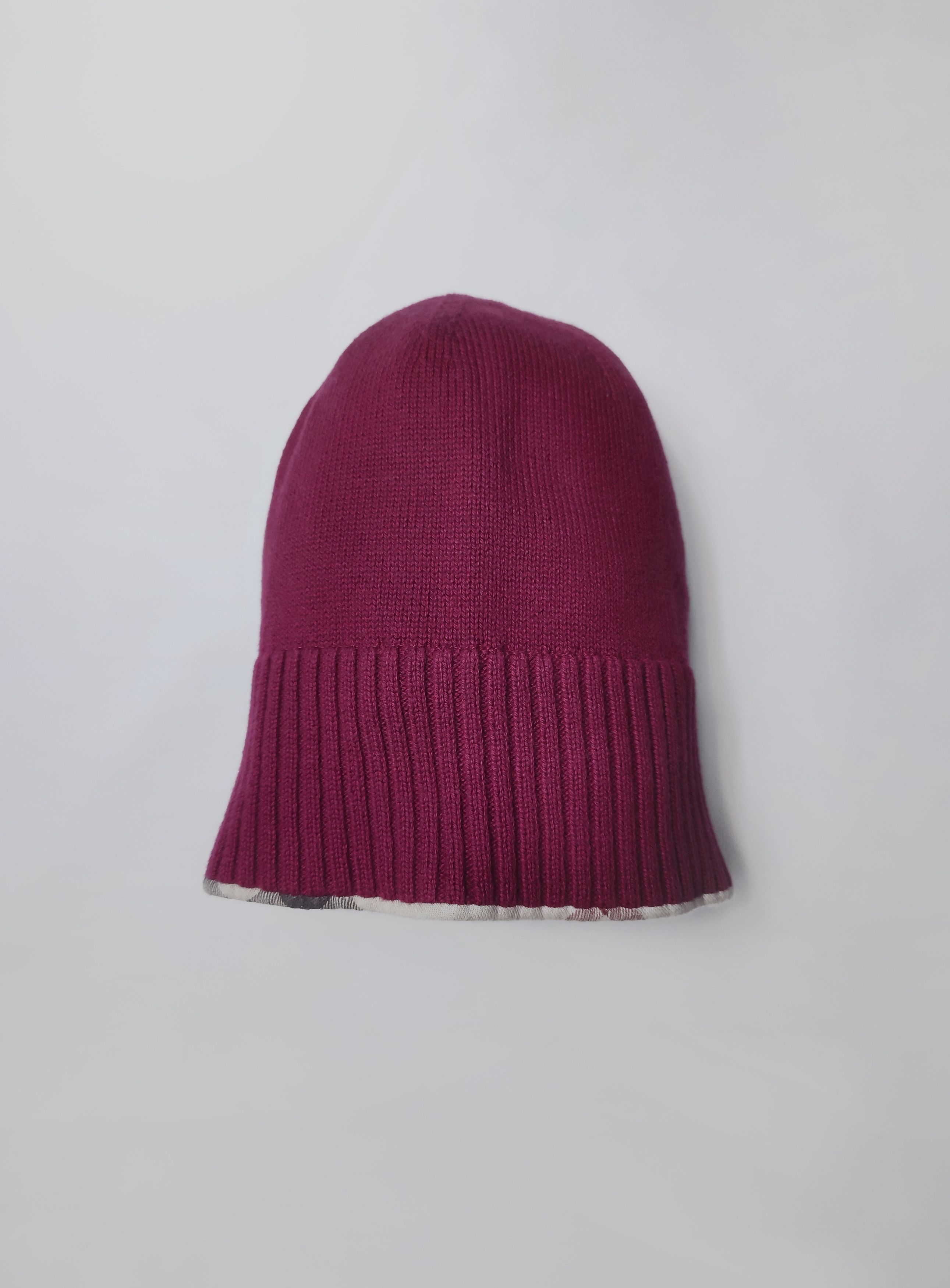 Burberry Burberry Burgundy Nova Check Cuff Beanie Vintage Size ONE SIZE - 3 Thumbnail