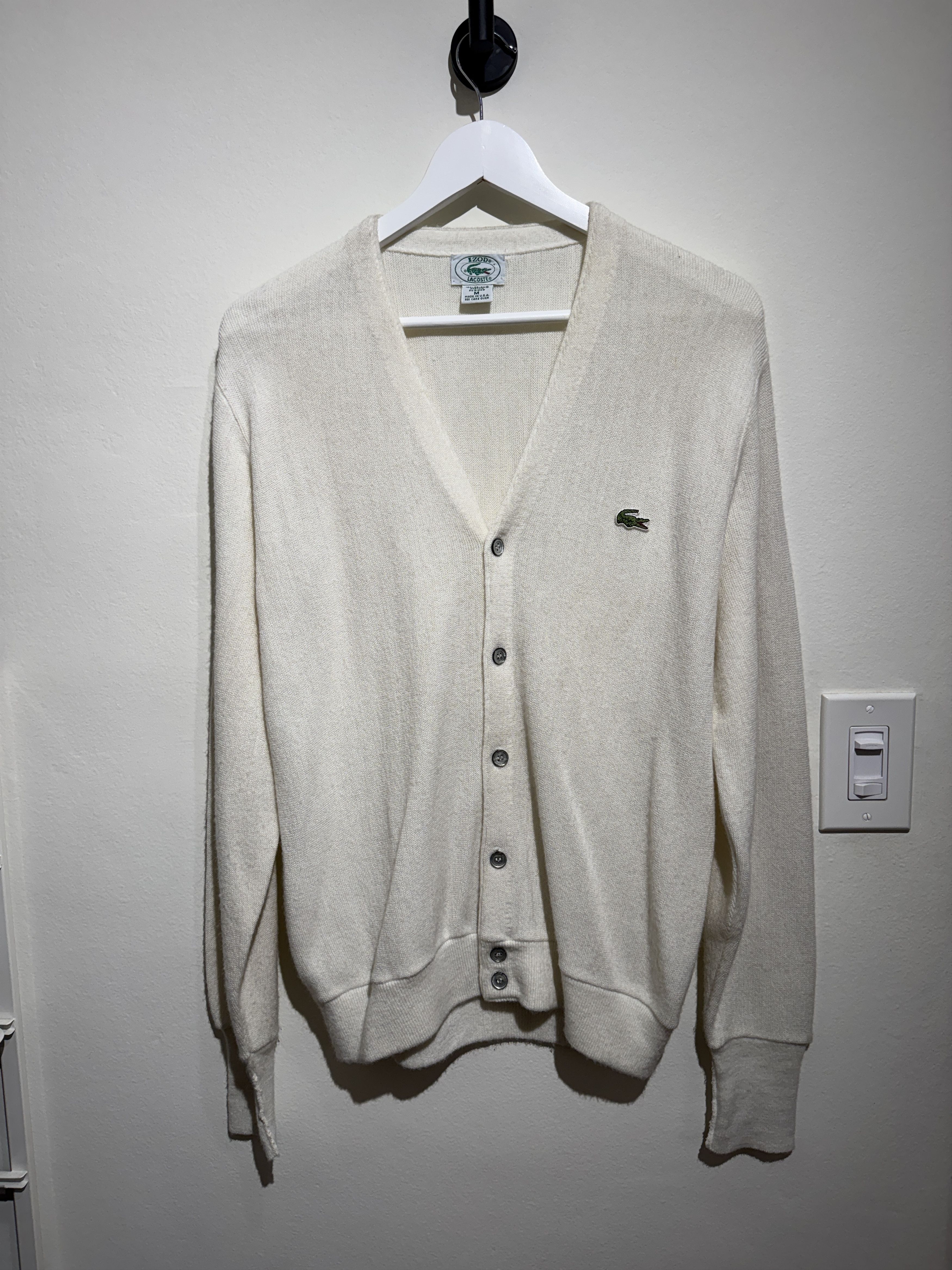Lacoste Vintage IZOD Lacoste Cardigan – Cream Knit, Made in USA Size US M / EU 48-50 / 2 - 1 Thumbnail