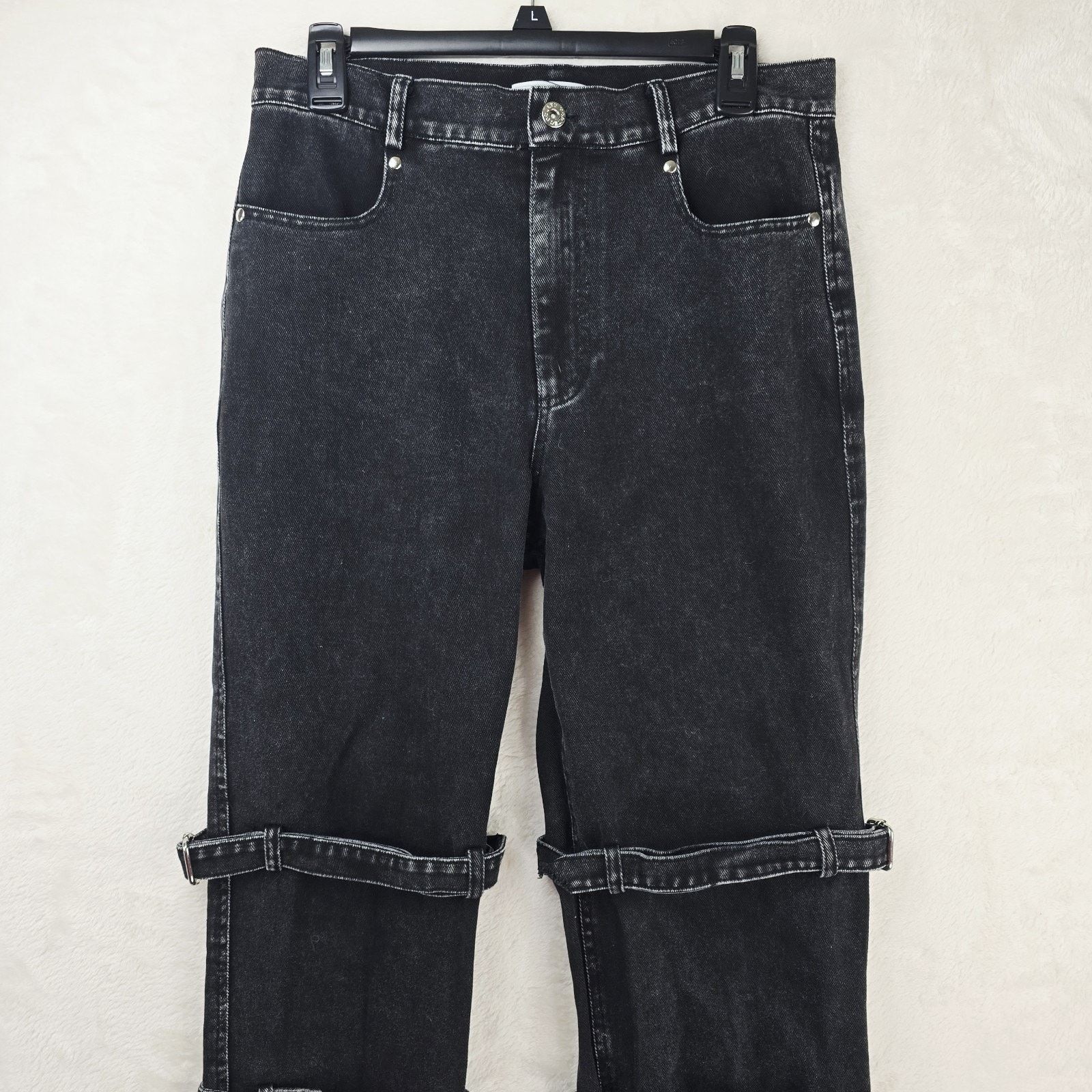 Other MODITEC Jeans 30x29 Black Buckle Strap Legs Goth Rave Emo Size US 30 / EU 46 - 3 Thumbnail