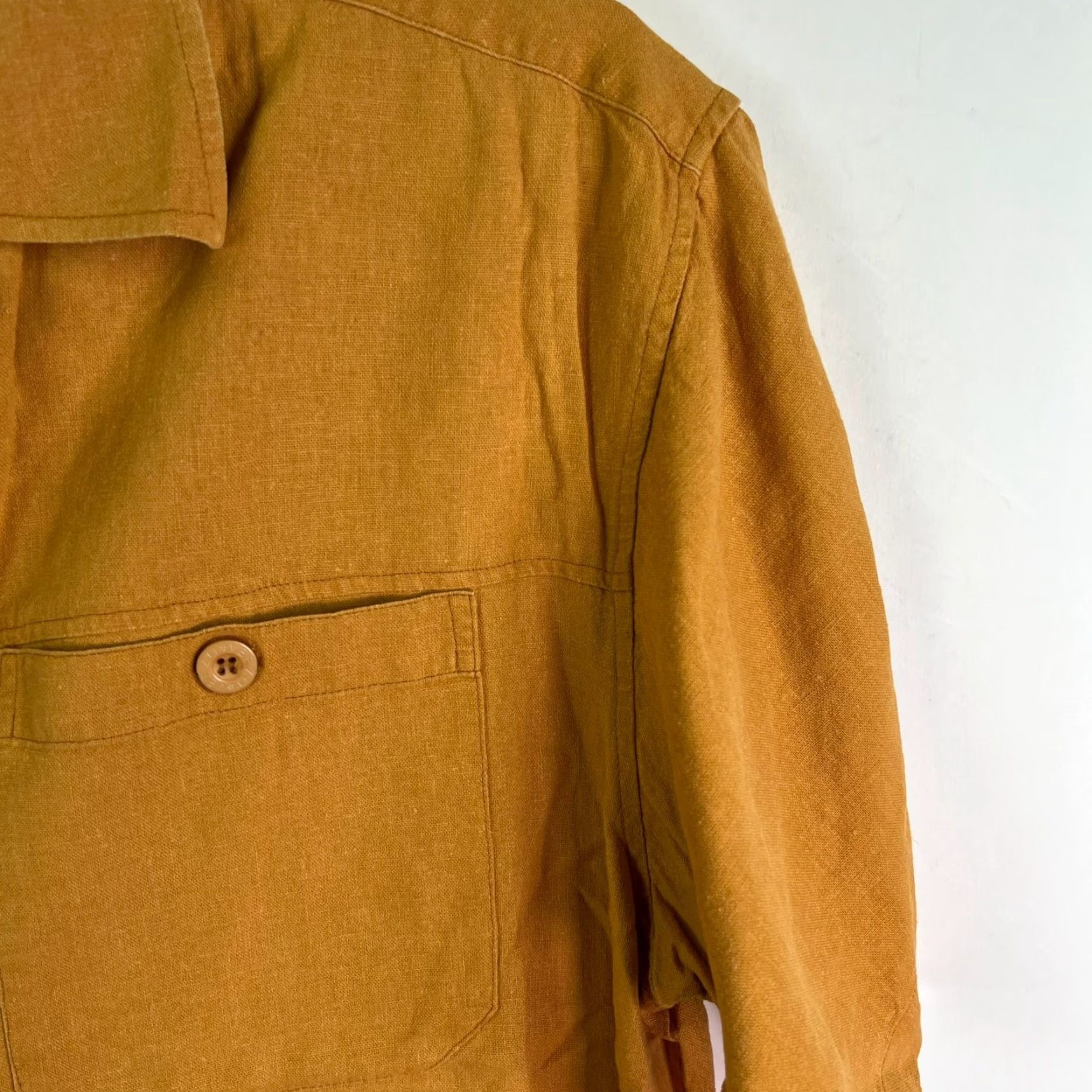 Vintage VEEZO Men's Linen Button-Up Shirt Size L Casual All Seasons Breathable 90s Western Tropical Tan Size US L / EU 52-54 / 3 - 2 Thumbnail