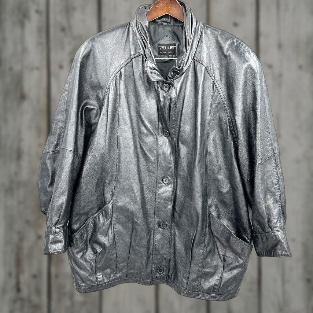 Vintage VINTAGE Pelle Jacket Womens Large Black Leather 90s 90s Patchwork Basic Jacket Shirt Mens Womens Girls Boys Size L / US 10 / IT 46 - 1 Thumbnail