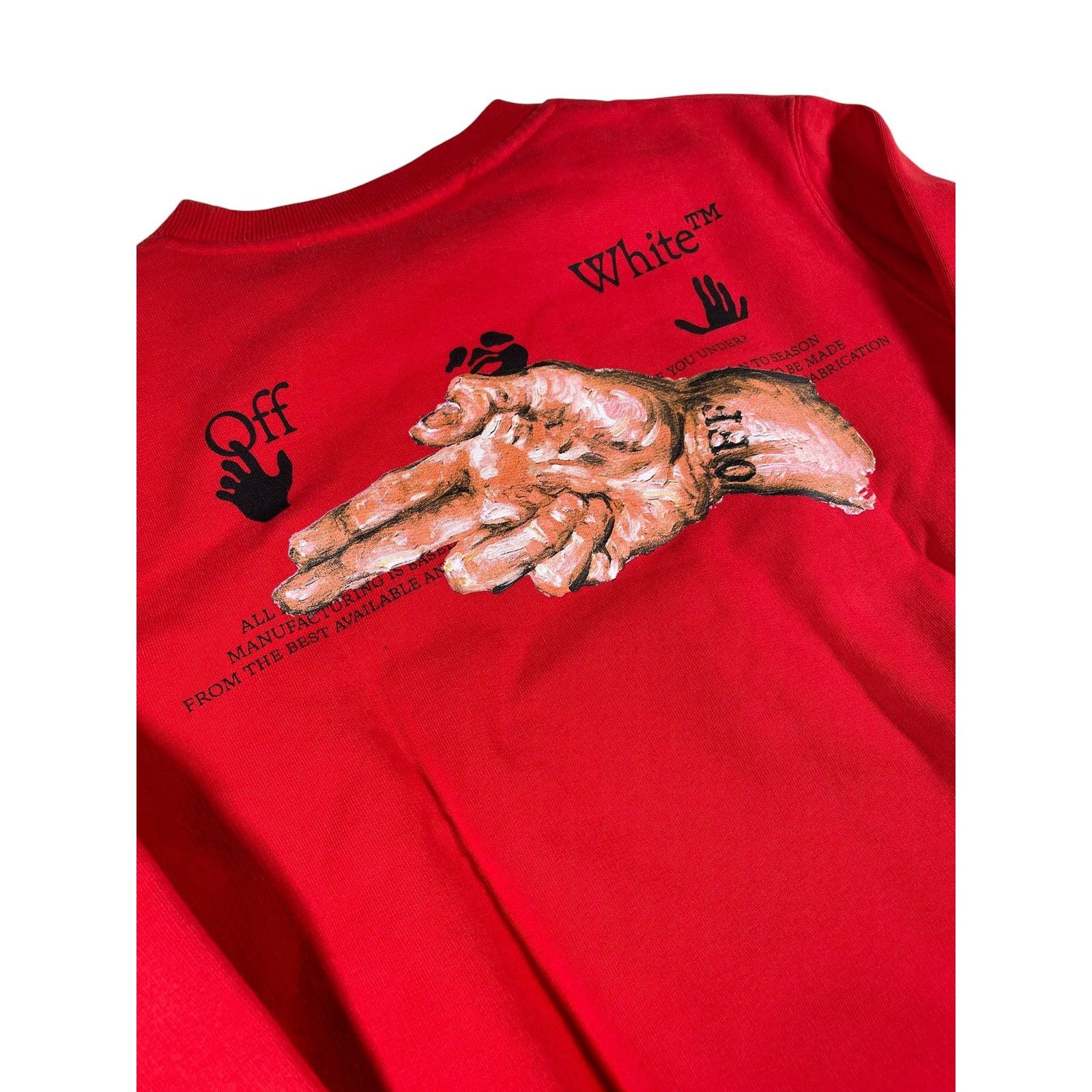 Off-White Off-White 'Hand Of God' Red Crewneck Size US XS / EU 42 / 0 - 2 Thumbnail