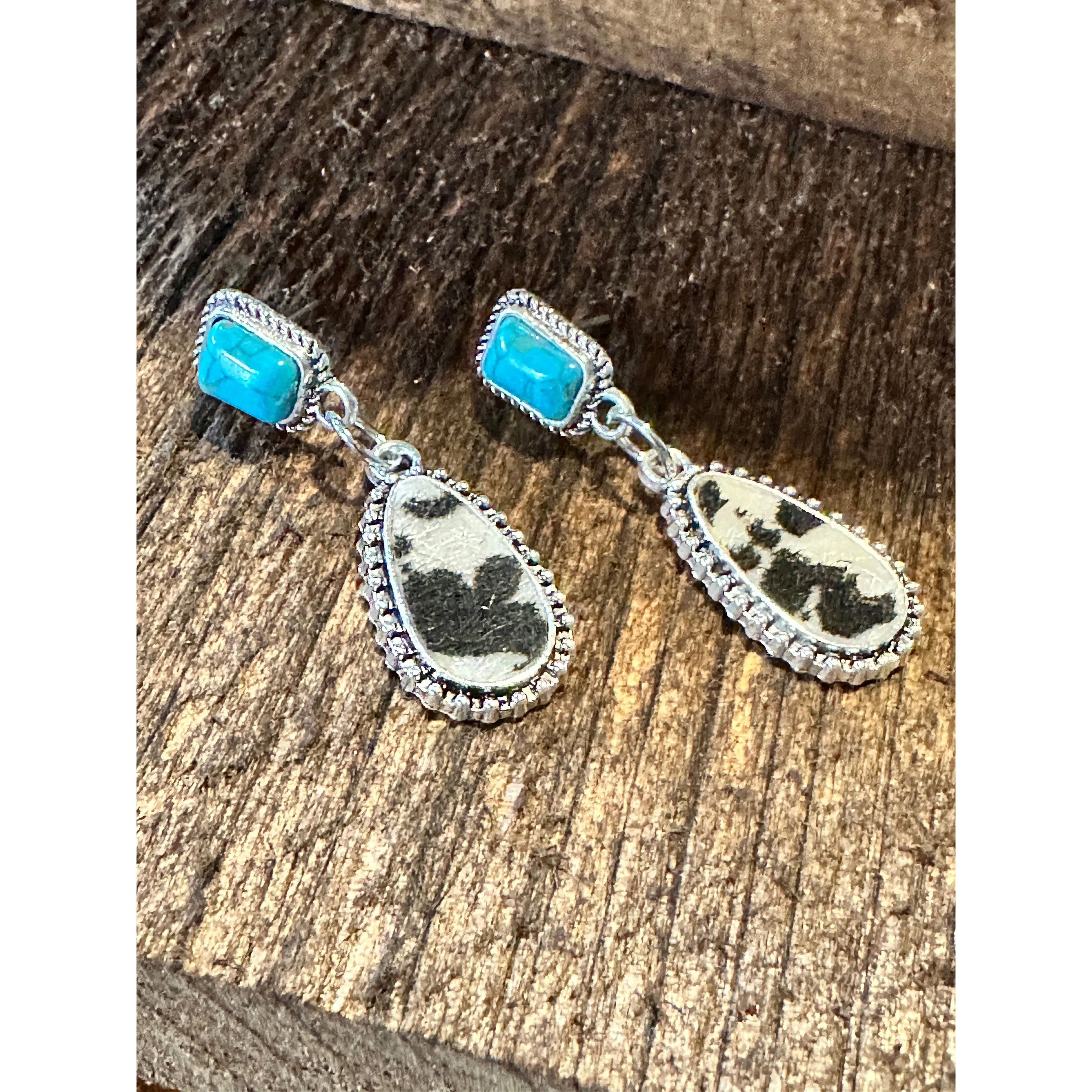 Other Boho Hippie Western Cowgirl Turquoise Stone Silver Drop Stud Size ONE SIZE - 4 Thumbnail