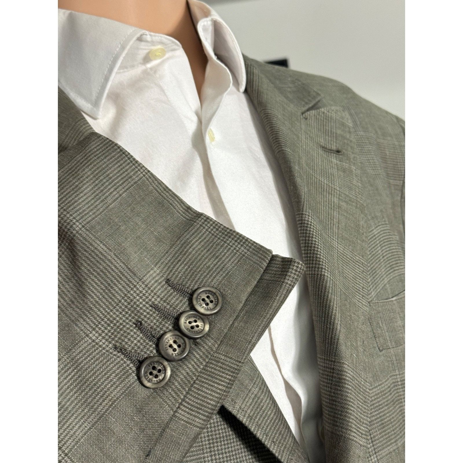 Brunello Cucinelli Brunello Cucinelli Peak lapel Prince of Wales Blazer 54/44 Size 44R - 7 Thumbnail