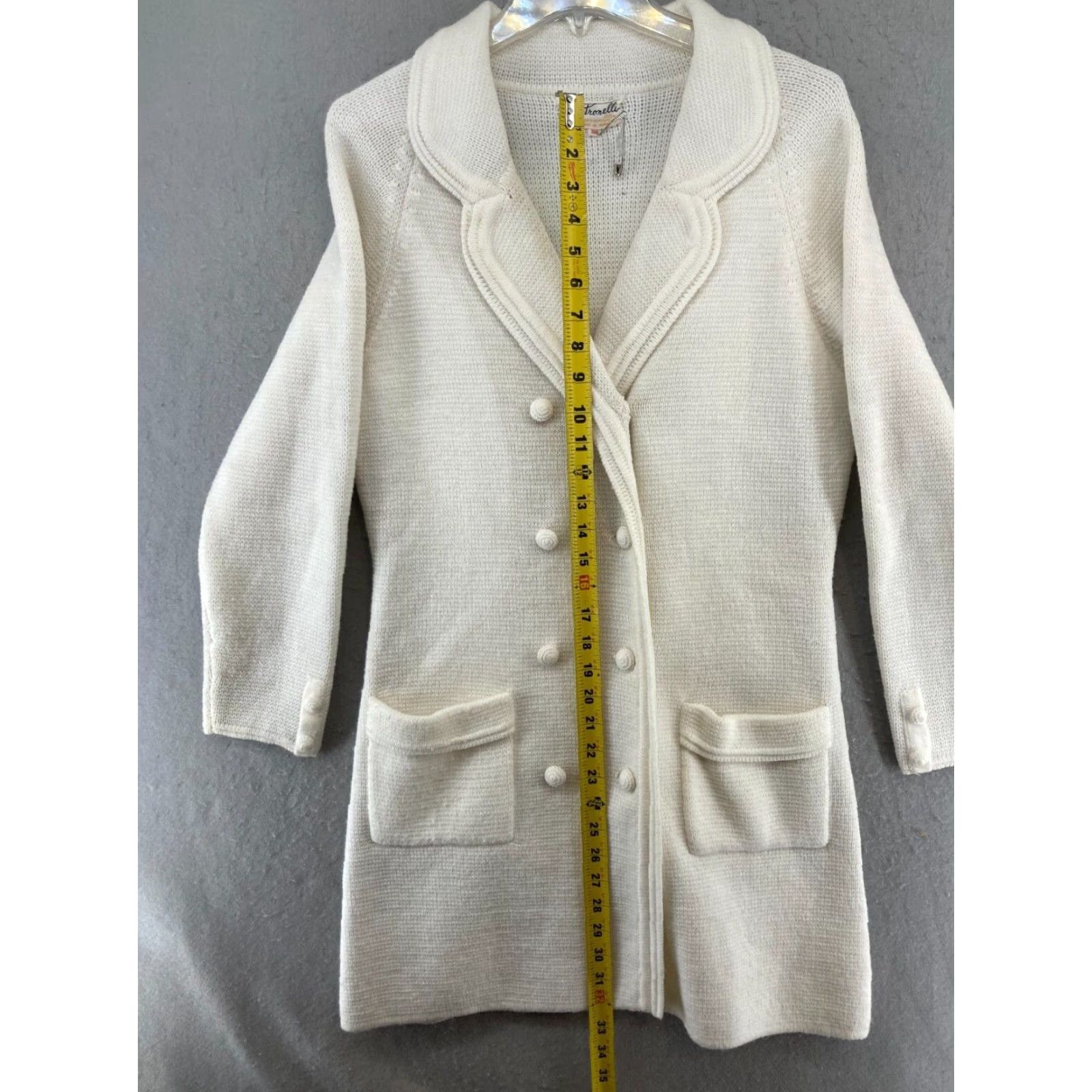 Vintage VINTAGE Petronelli Cardigan Womens 38 White Pockets Duster 80s 70s Classic Knit Cardigan Womens Size XS / US 0-2 / IT 36-38 - 3 Thumbnail