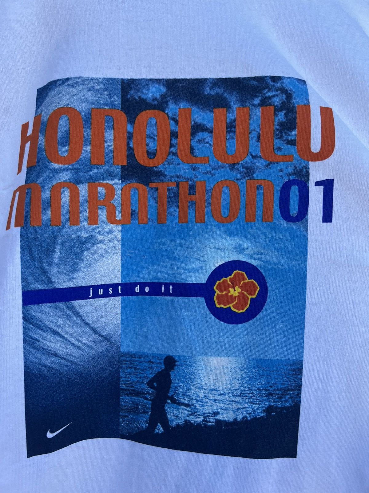 Nike Vintage Nike Long Sleeve Honolulu Marathon 2001 White Cotton Size US M / EU 48-50 / 2 - 6 Thumbnail