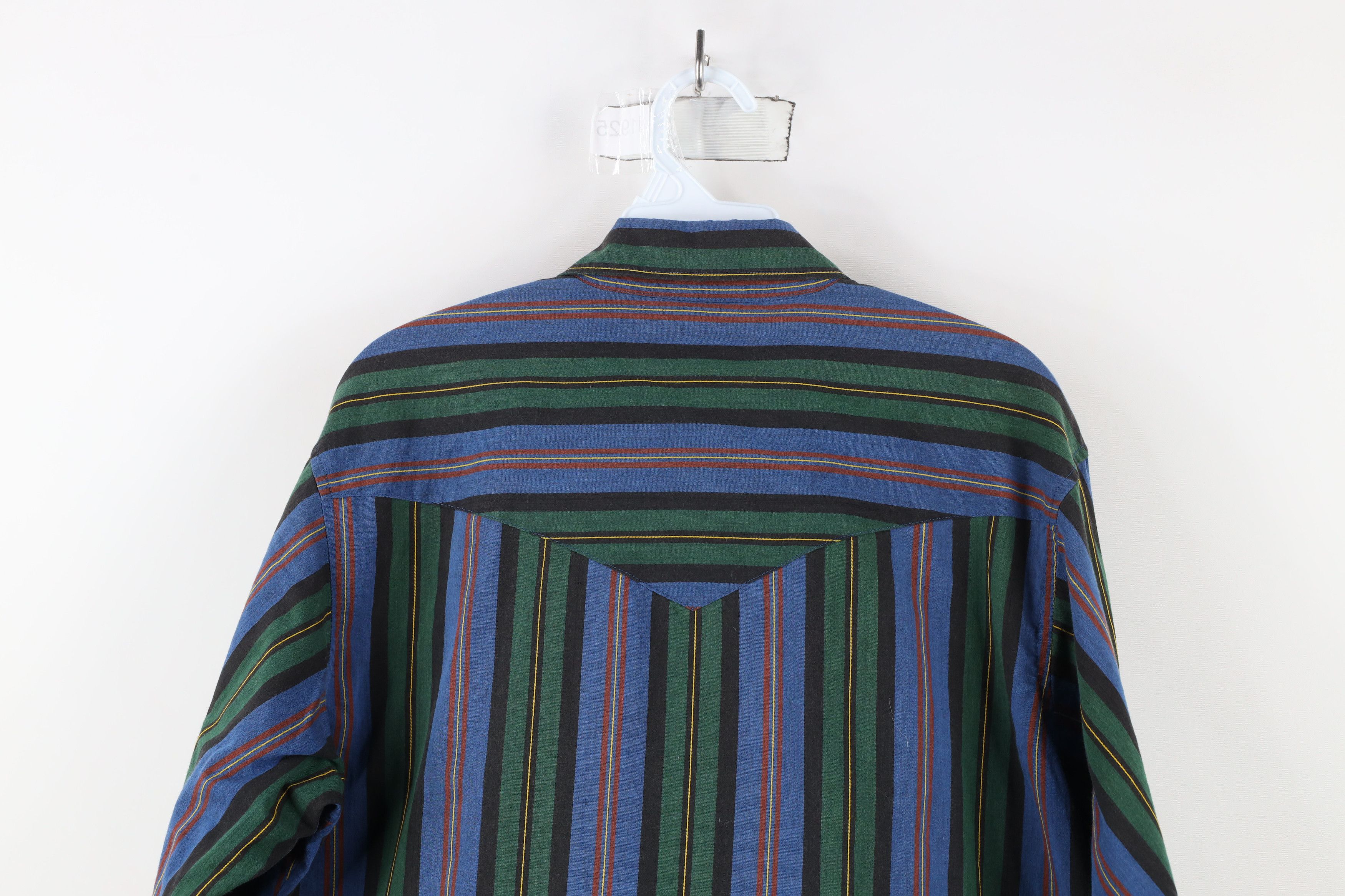 Vintage × Wrangler Vintage 90s Wrangler Striped Western Snap Button Shirt Size US M / EU 48-50 / 2 - 9 Thumbnail