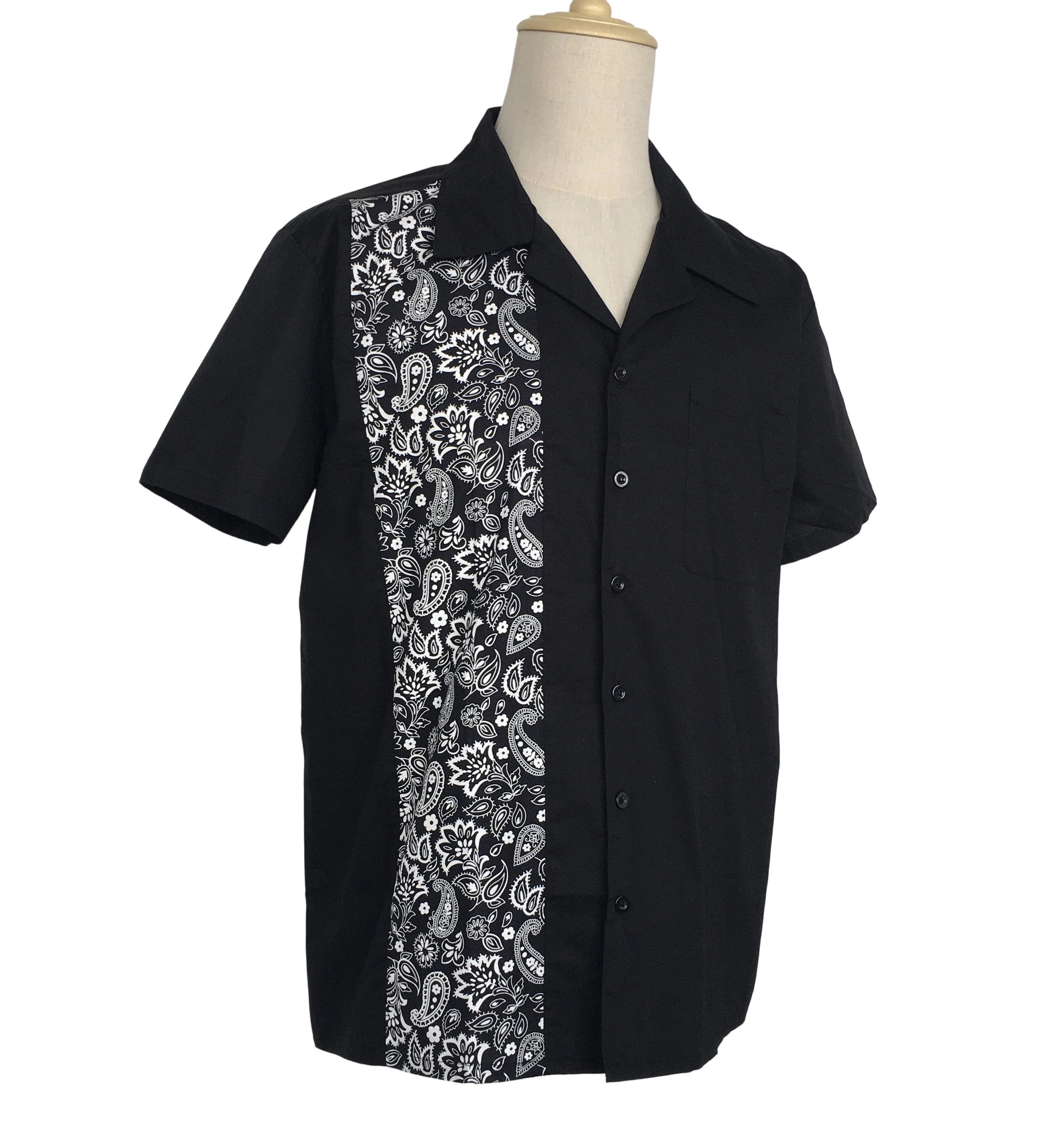Other Retro Casual Men Shirts Cotton Black + paisley pattern Size US XXL / EU 58 / 5 - 2 Thumbnail