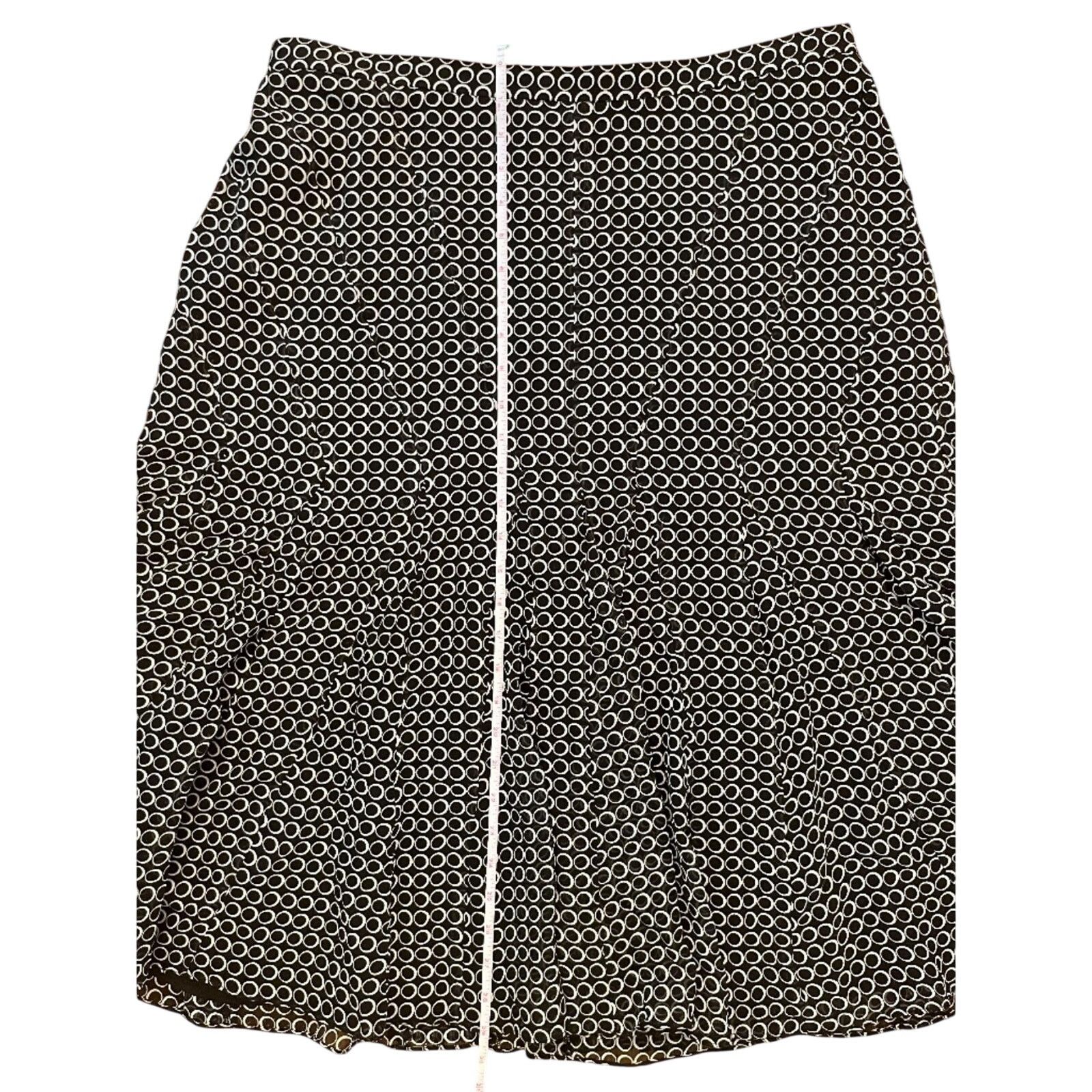 Jones New York JNY Vintage Y2K Black White 100% Silk Flared Skirt Plus 16W Size 38" / US 16 / IT 52 - 4 Thumbnail