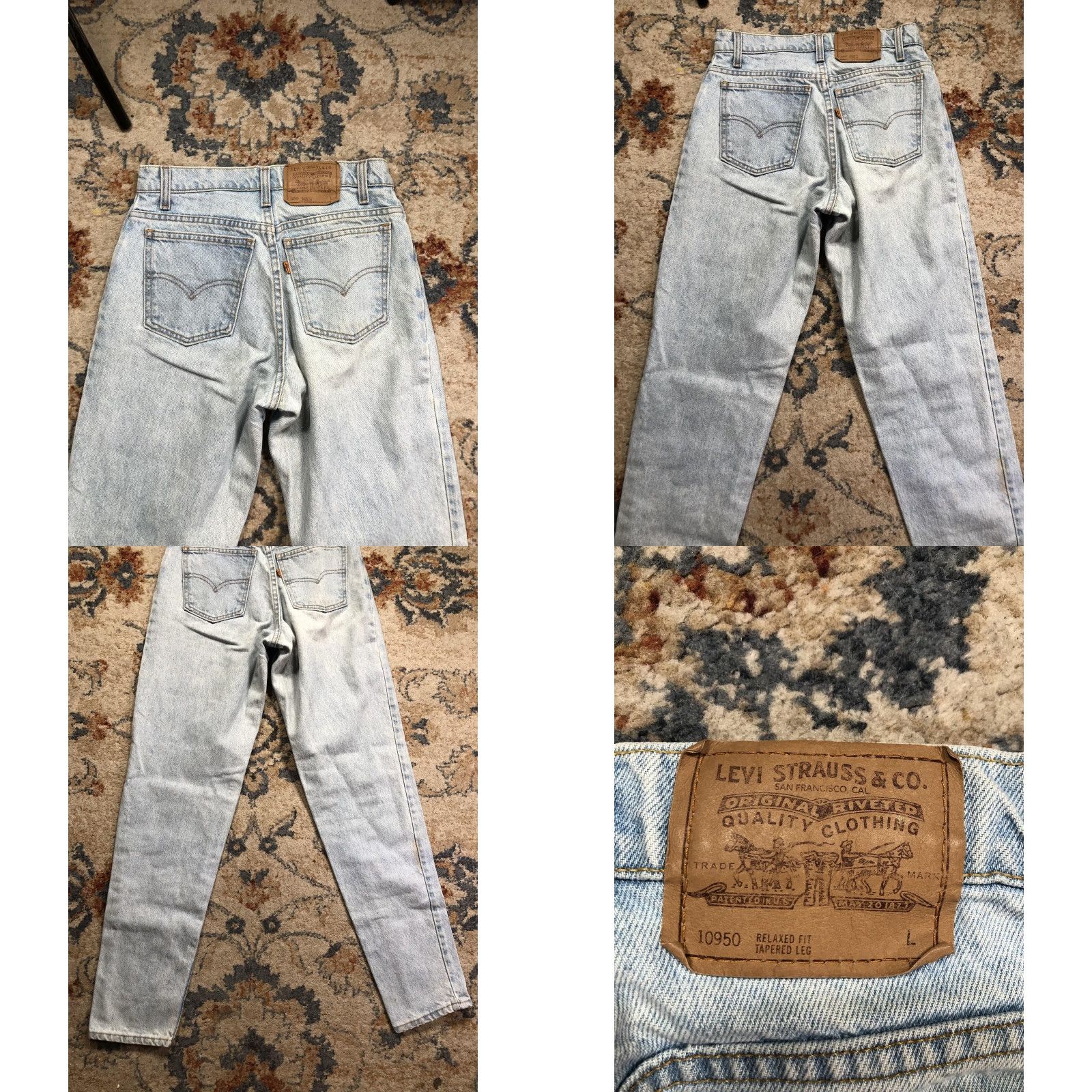 Levi's VINTAGE Levi's Jeans 950 Light Wash Relaxed Tapered Womens 9 Long 32in Denim 100% Cotton USA Pit Pocket Tailored Boys Girls Mens Womens Size 30" / US 8 / IT 44 - 8 Thumbnail