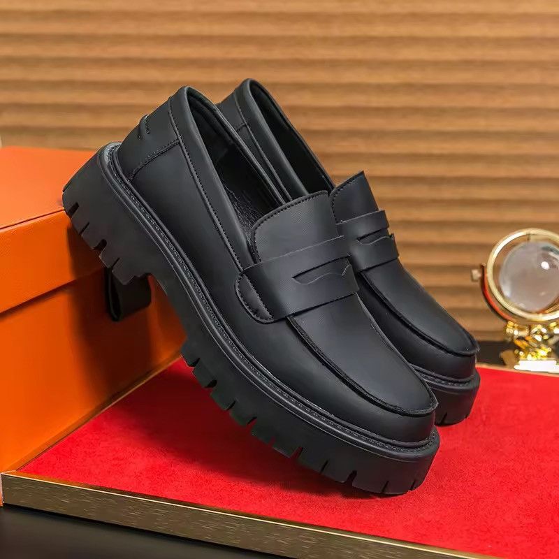 Other Casual PU Leather Solid Formal Black Boots Loafers Size US 12 / EU 45 - 3 Thumbnail