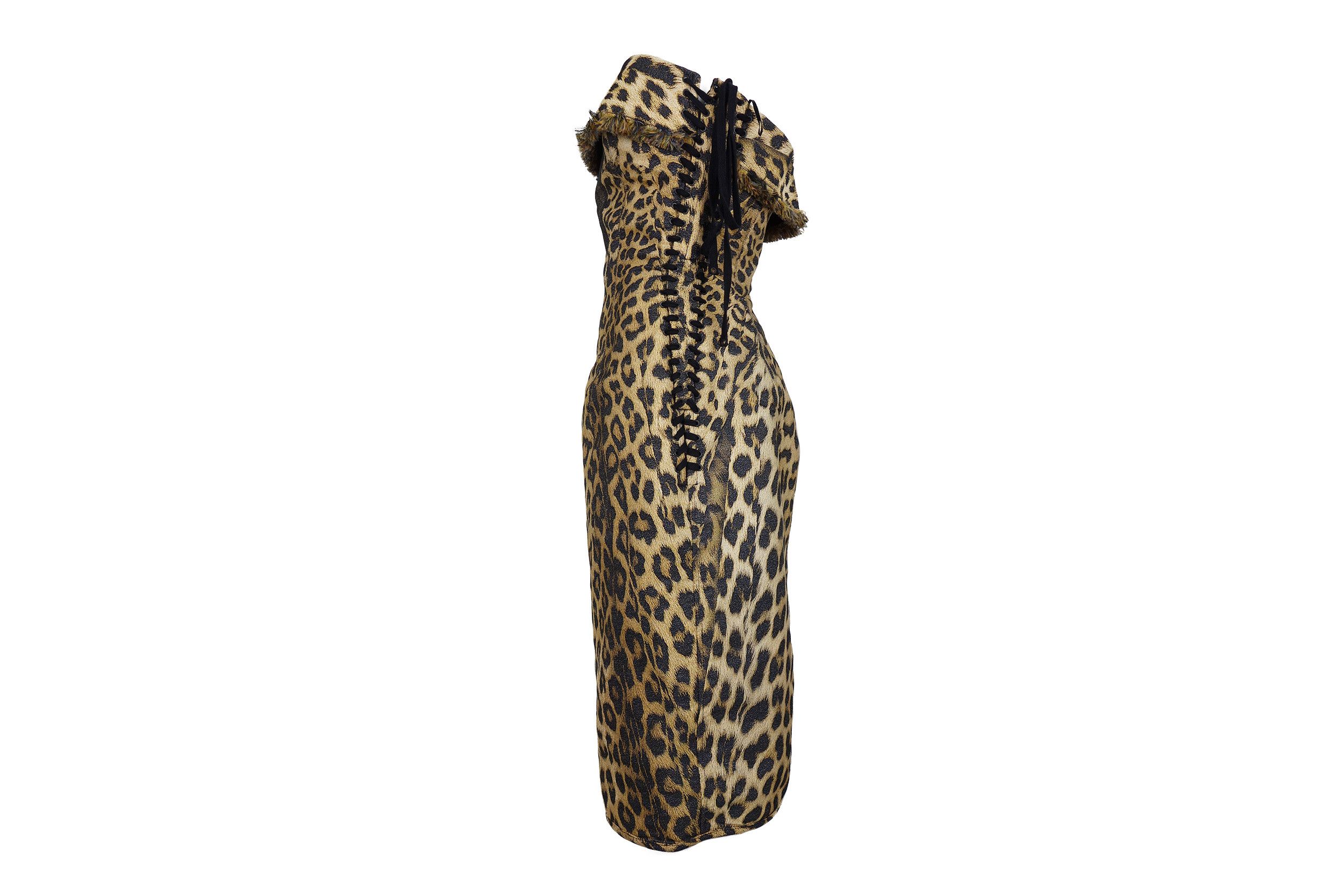 Jean Paul Gaultier F/W 2004 Leopard Corset Lace-up Dress
