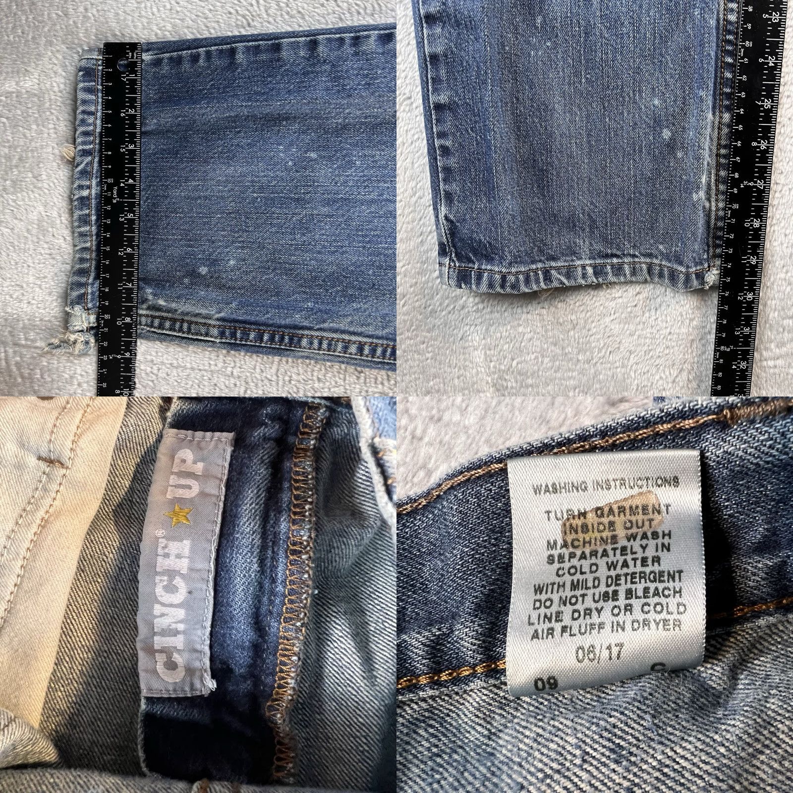 Vintage Cinch Jeans Mens 35x32 Fits 34x30 Distressed Blue Cowboy Straight Workwear Reading READ Size US 35 - 8 Thumbnail