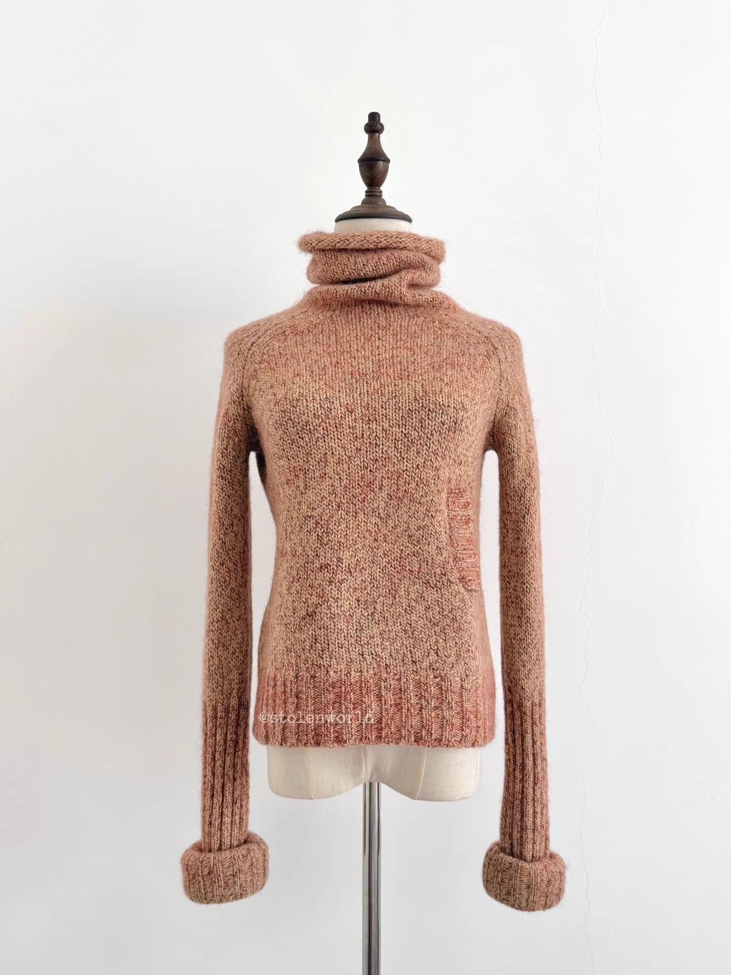 Y's Y's women's Cream & Pink Wool Mohair Cuffed Knit Top Size XS / US 0-2 / IT 36-38 - 6 Thumbnail
