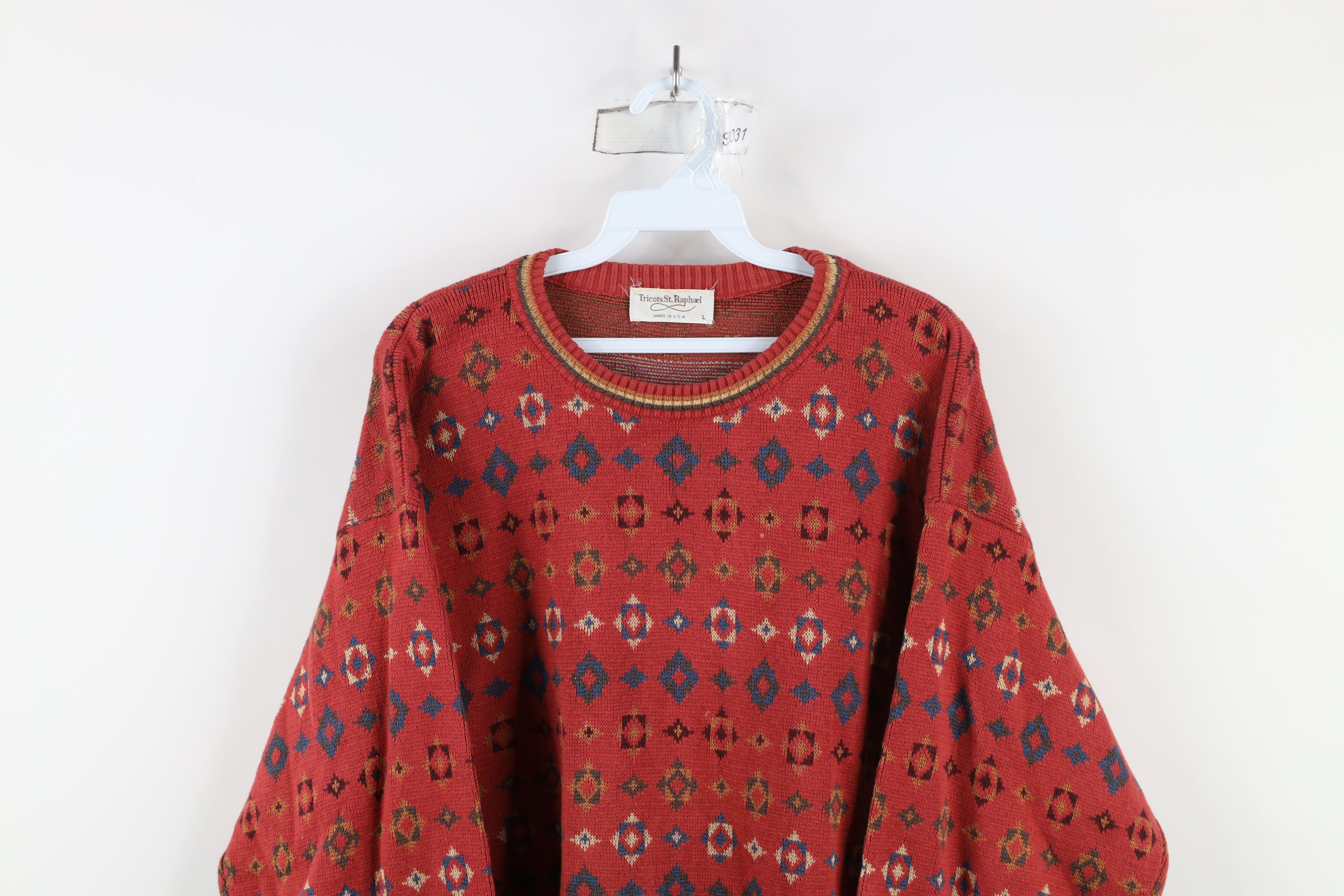 Vintage Vintage 90s Streetwear Geometric Cotton Crewneck Sweater USA Size US L / EU 52-54 / 3 - 2 Thumbnail