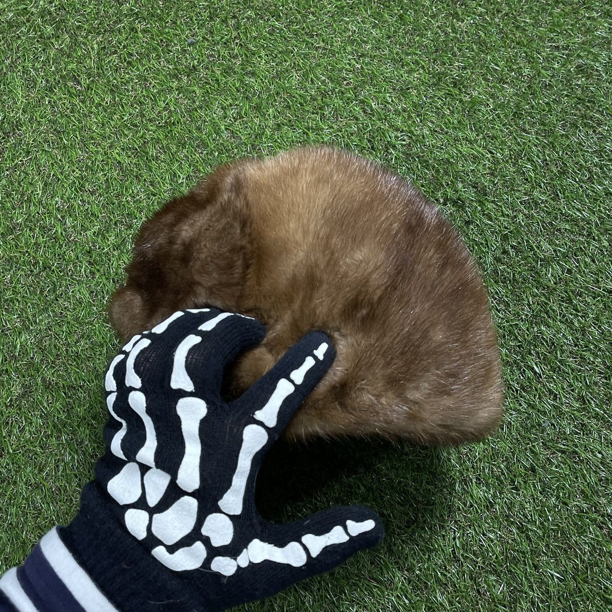 Vintage Y2K Fuzzy Mohair Beanie Skeleton Hand Alt Rave Slim Logo OS Size ONE SIZE - 1 Thumbnail