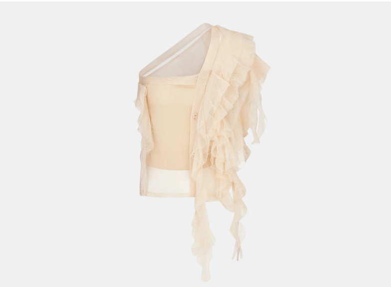 Dior o1w1db11225 424T09 Asymmetric Top in Ecru Size XS / US 0-2 / IT 36-38 - 1 Thumbnail