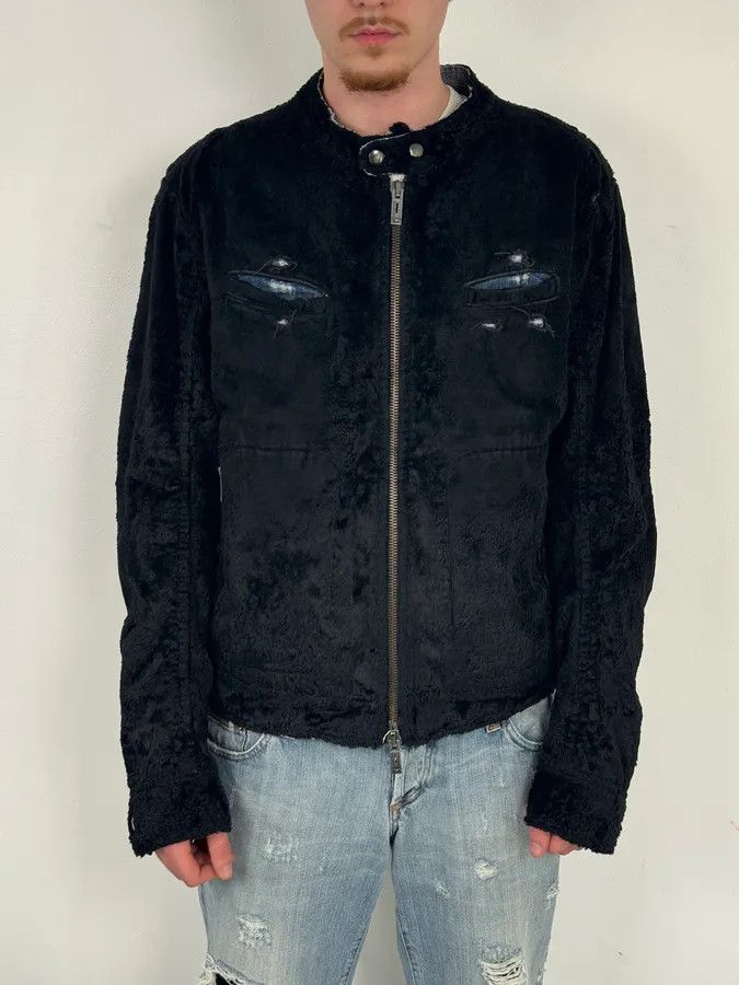 Emporio Armani AW2005 Emporio Armani Black Fleece & Denim Hybrid Jacket Size US L / EU 52-54 / 3 - 3 Thumbnail