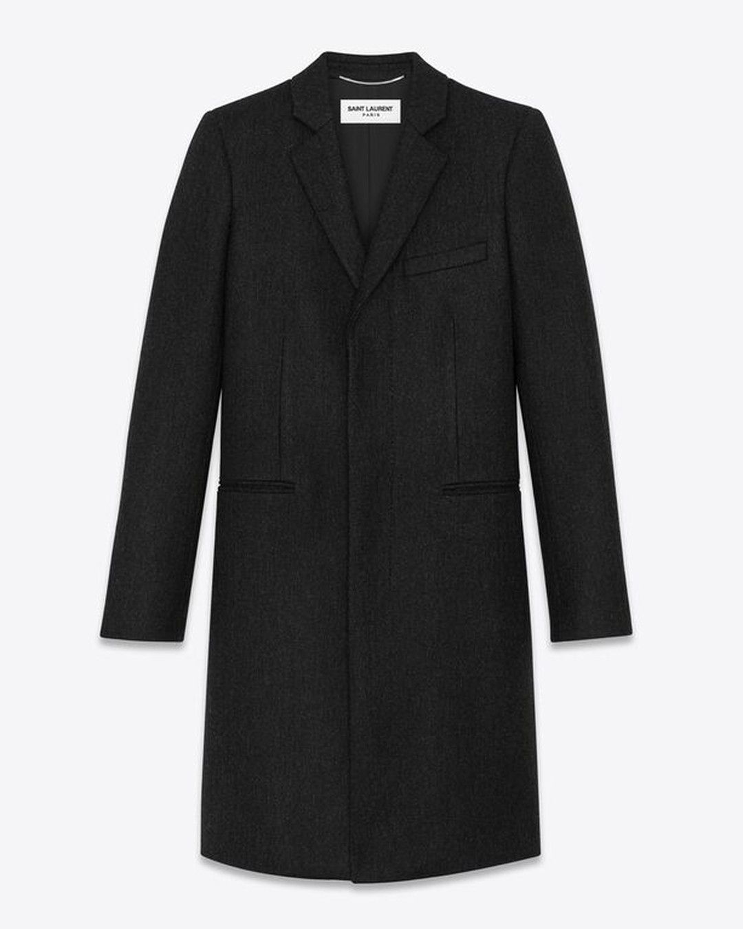 Saint Laurent Paris o1b1hav110525 631672 Chesterfield Wool Coat in Black Size L / US 10 / IT 46 - 1 Preview