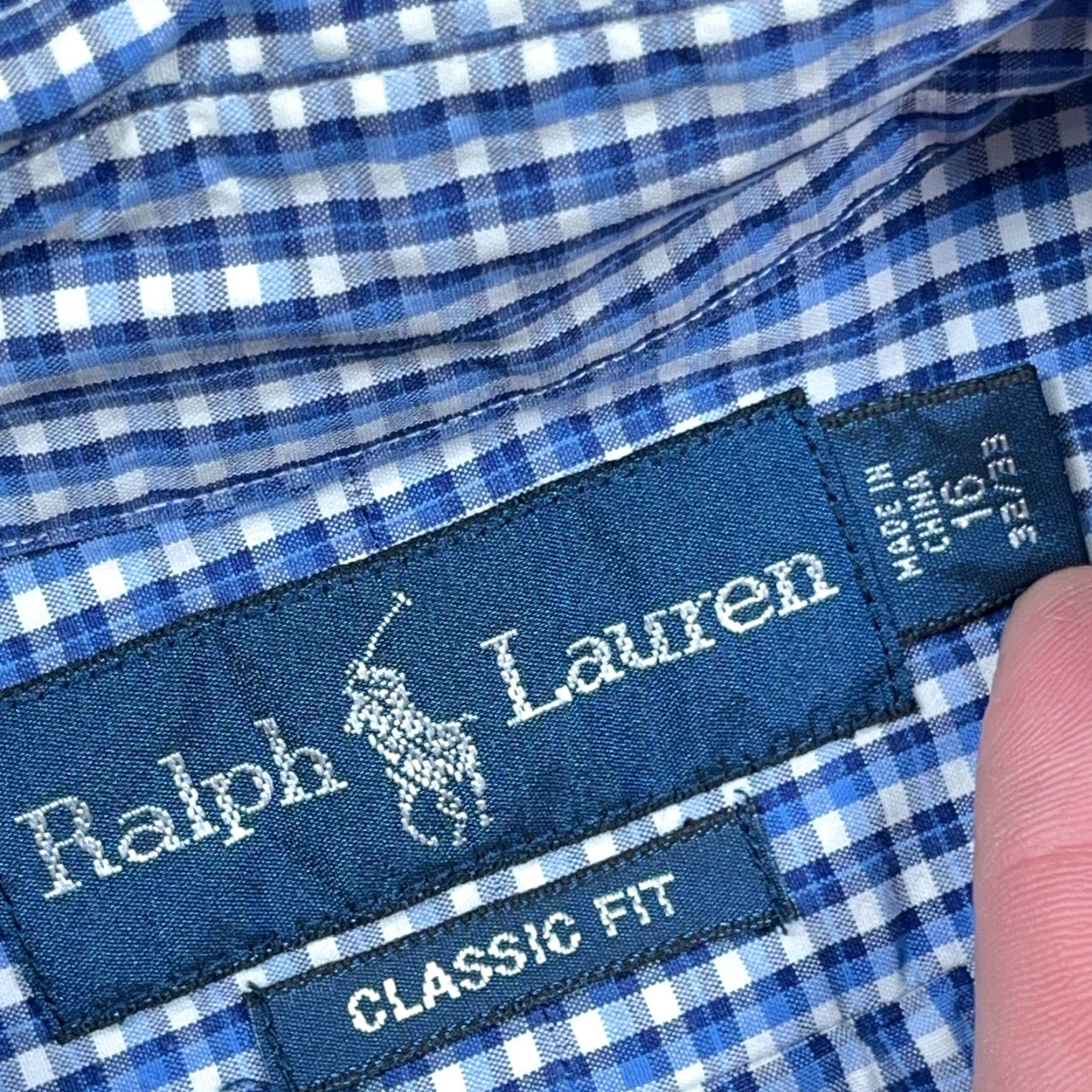 Ralph Lauren Ralph Lauren Shirt Men Large Blue Classic Fit Plaid Button-Up Dress Shirt Adult Size 42R - 4 Thumbnail