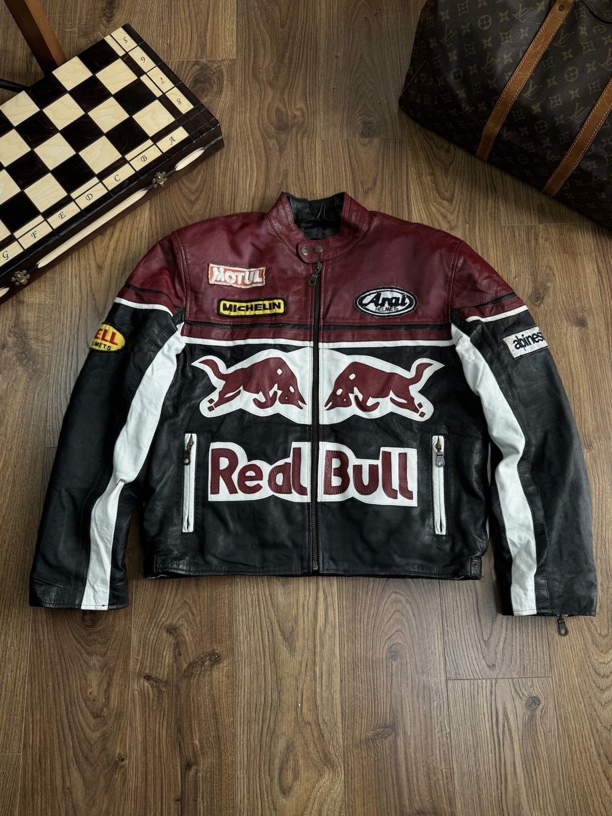 Red Bull Red Bull Leather Racing Jacket Blue/Red/White | Grailed