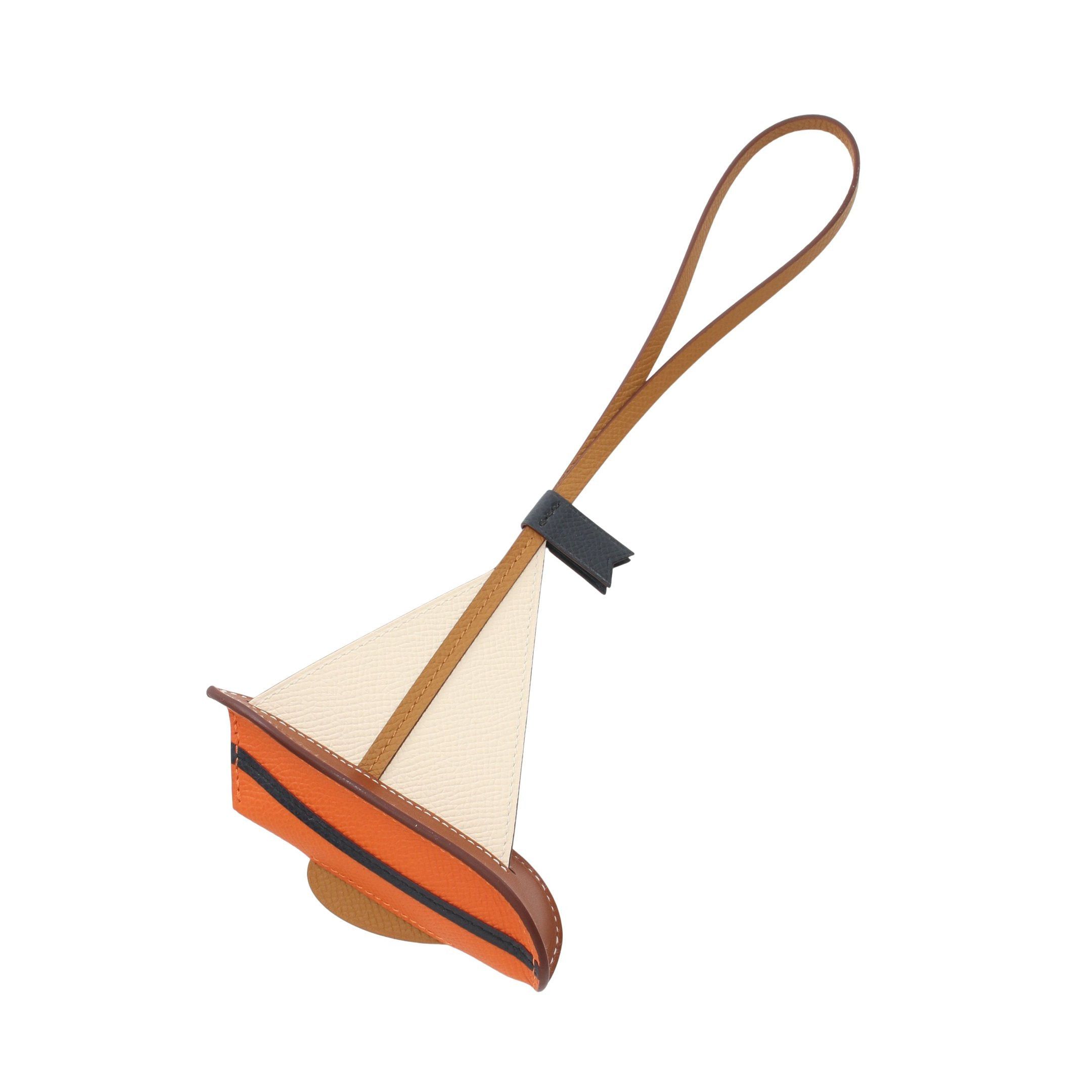 Hermes Hermes Sail 24 Orange Caramel Nata Blue Indigo Bag Charm Veau Epsom Barenia Ivory Brown Multicolor B Stamp Size ONE SIZE - 1 Thumbnail