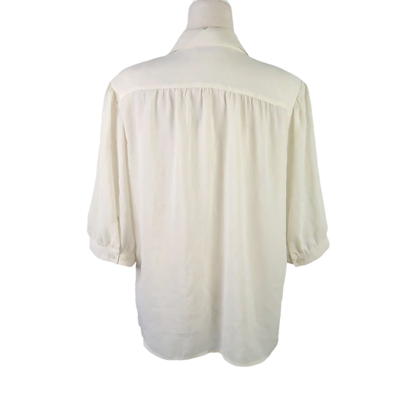 Vintage VINTAGE Laura & Jayne cream pintuck pleat front blouse 90s Short Sleeve 16 Plus Womens Blouse Size XXL / US 16-18 / IT 52-54 - 4 Thumbnail