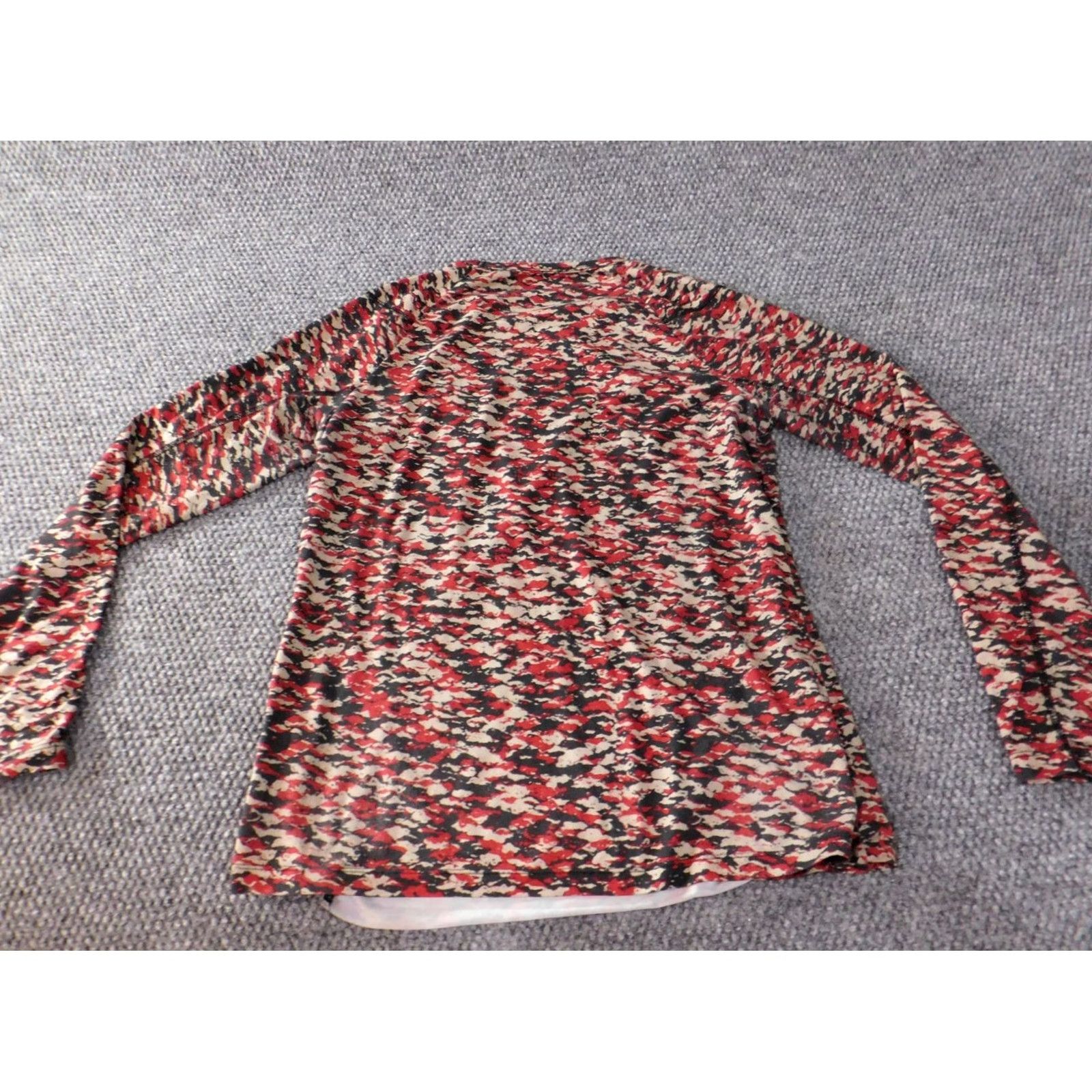 Anne Klein Anne Klein Blouse Womens Medium Red Geometric Stretch Sport Top Classic Shirt Size M / US 6-8 / IT 42-44 - 6 Thumbnail