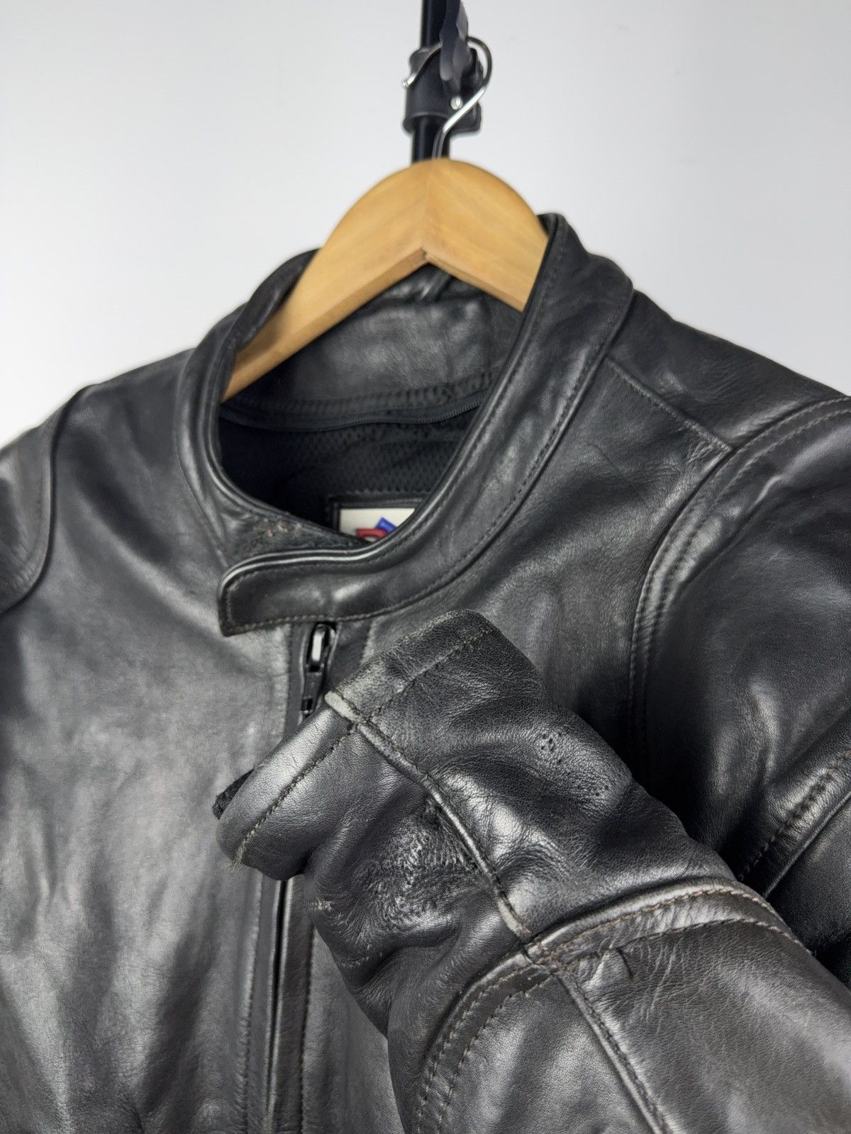Leather Vntg 00s Heavy Leather Racing MOTO R.S. Bomber Jacket Punk Size US XL / EU 56 / 4 - 8 Thumbnail