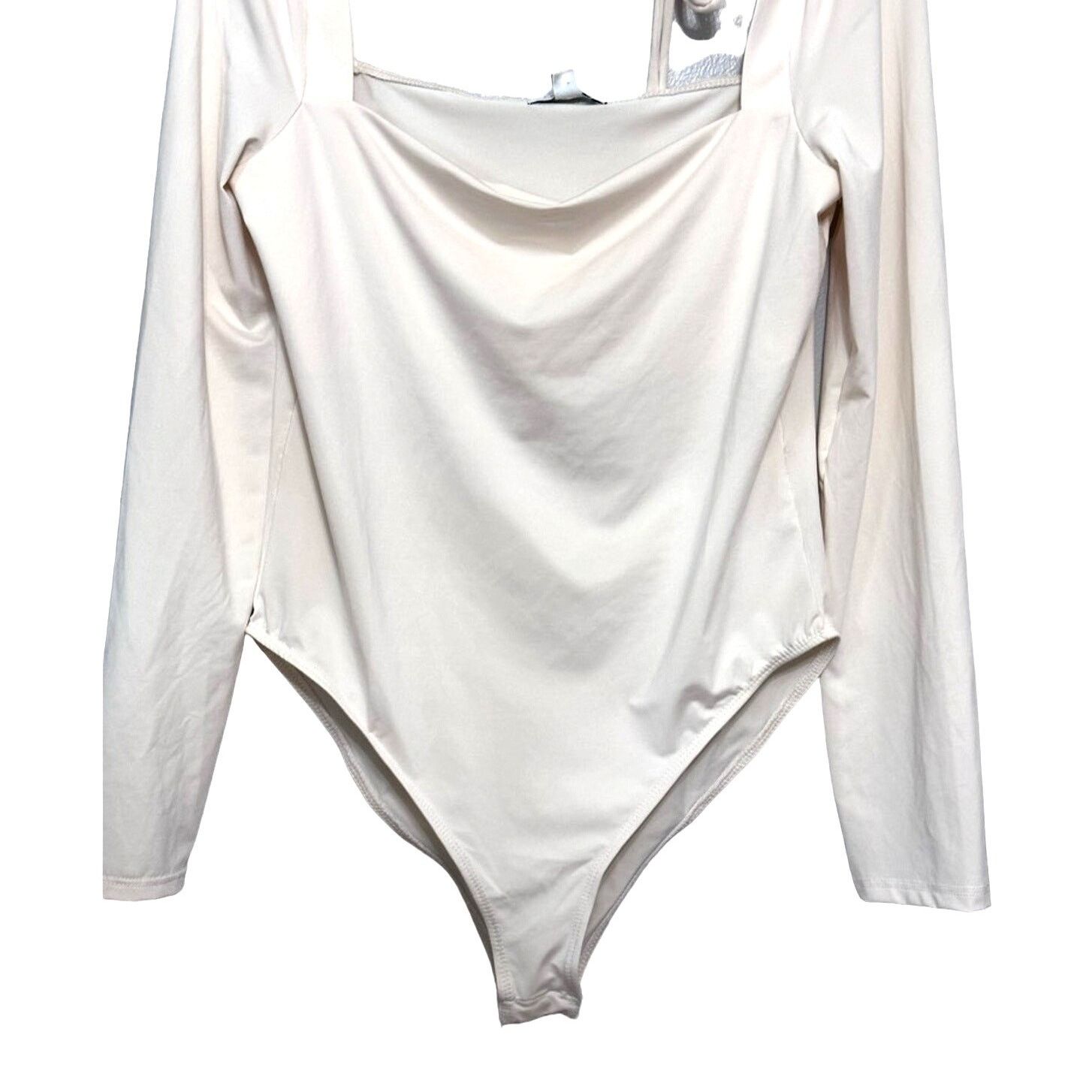 Topshop Topshop Bodysuit Long Sleeve Square Neck Women's Ivory 12 Size XL / US 12-14 / IT 48-50 - 5 Thumbnail