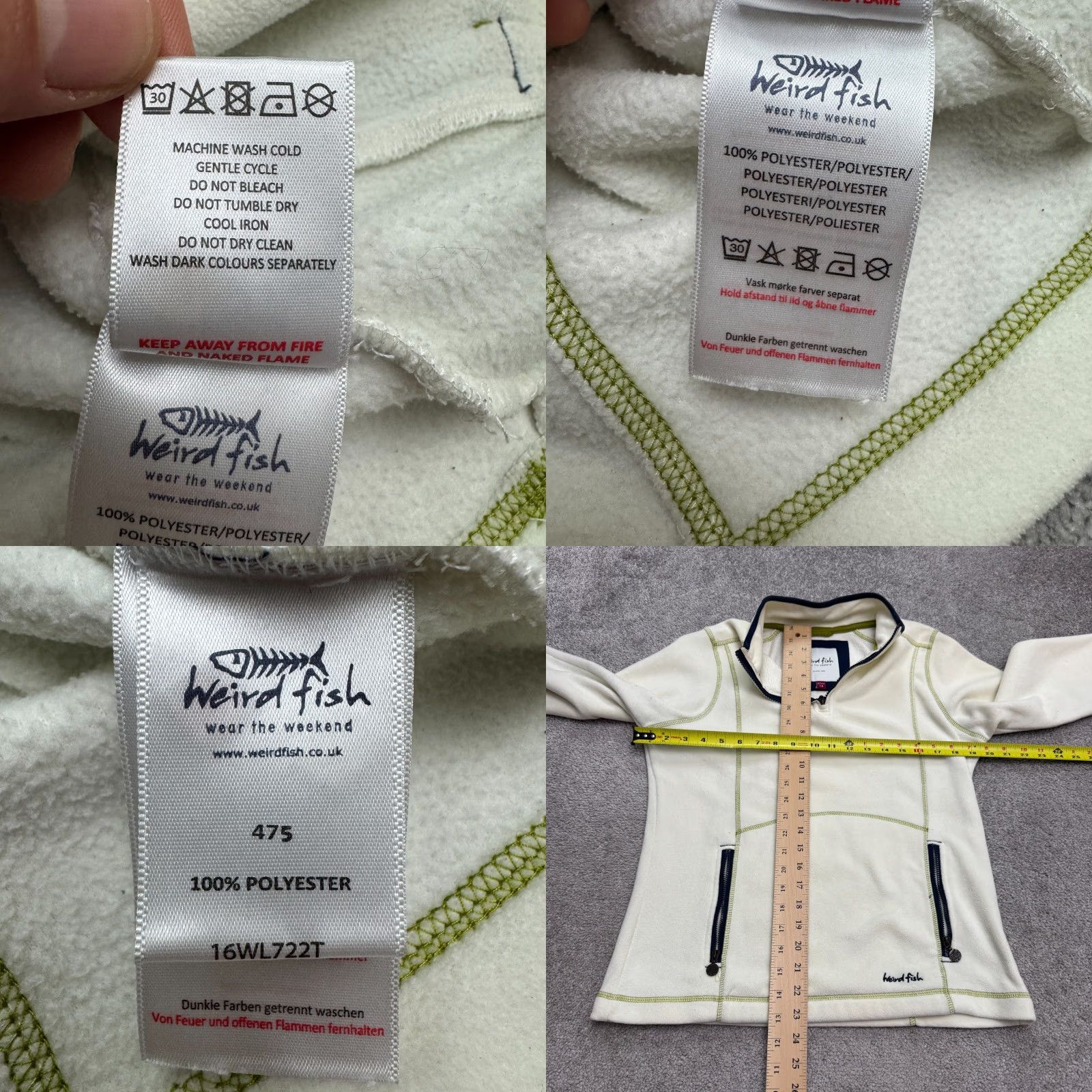 Vintage Weird Fish 1/4 Zip pullover Fleece Jacket Women 10 Cream Contrast Stitch Outdoor Size L / US 10 / IT 46 - 8 Thumbnail