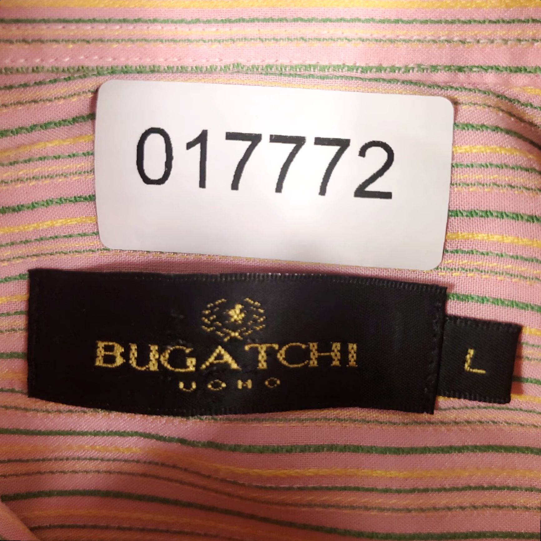 BUGATCHI BUGATCHI UOMO Shirt Mens Large Peach Striped Button-Up Long Sleeve Cotton Classic / Preppy Colorful Business Casual Formal Workwear Mens L Peach/Coral Size US L / EU 52-54 / 3 - 8 Thumbnail