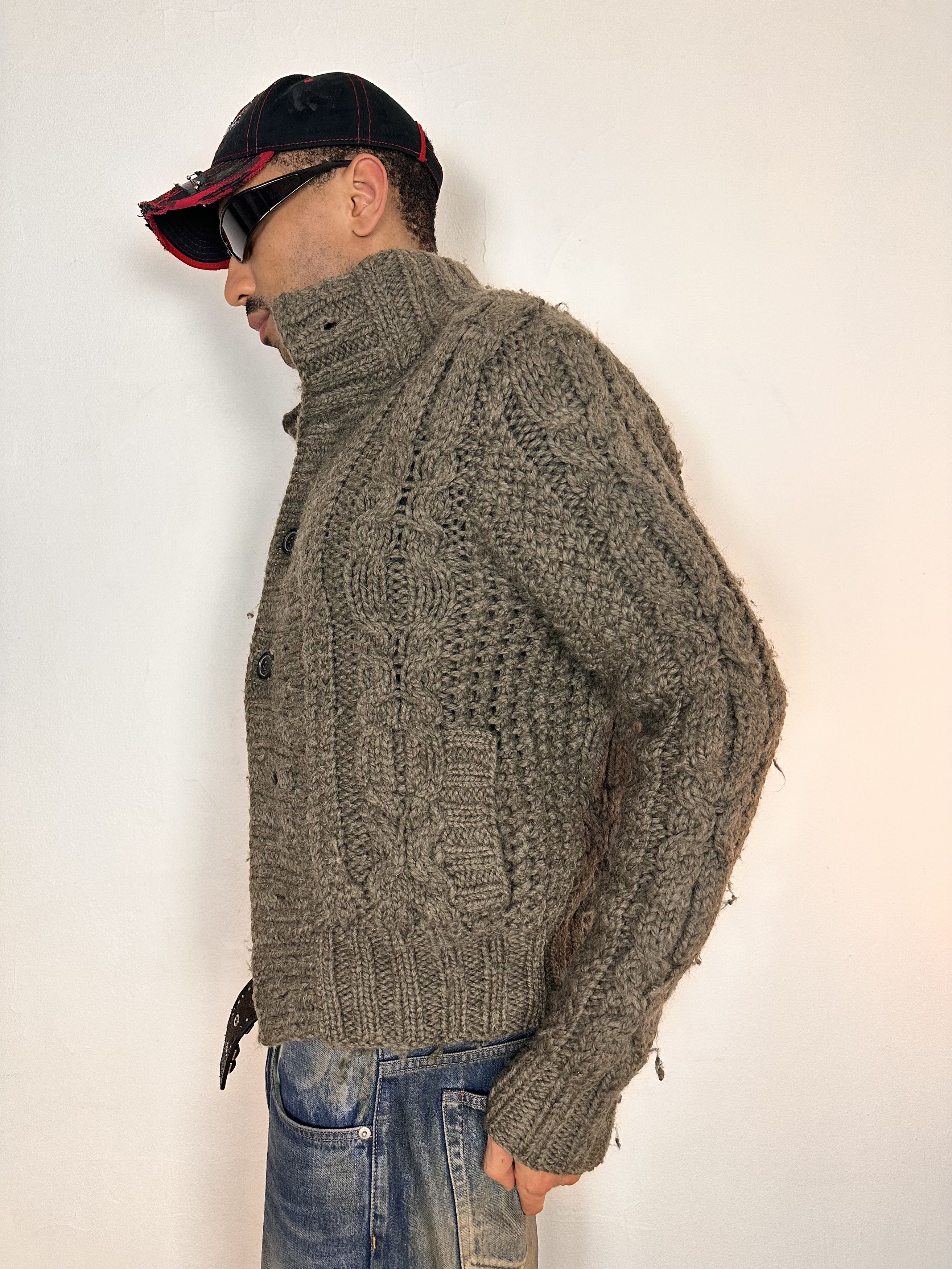 Abercrombie & Fitch Vintage Abercrombie & Fitch Gray Cable knit cardigan Medium Size US M / EU 48-50 / 2 - 2 Thumbnail