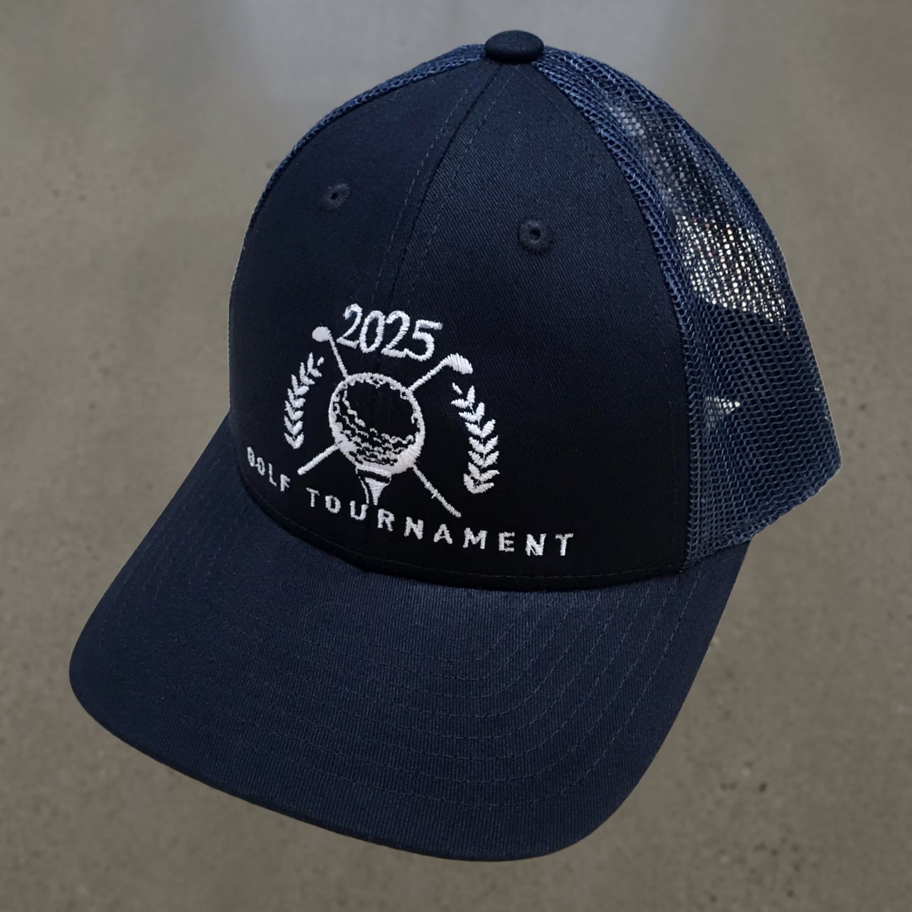 Vintage 2025 Golf Tournament Trucker Hat Unisex Blue OSFA Curved Brim Embroidered Logo Nike Shirt Size ONE SIZE - 1 Thumbnail