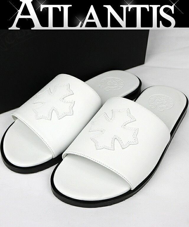 Chrome Hearts Chrome Hearts Leather Cross Patch Slides White | Grailed