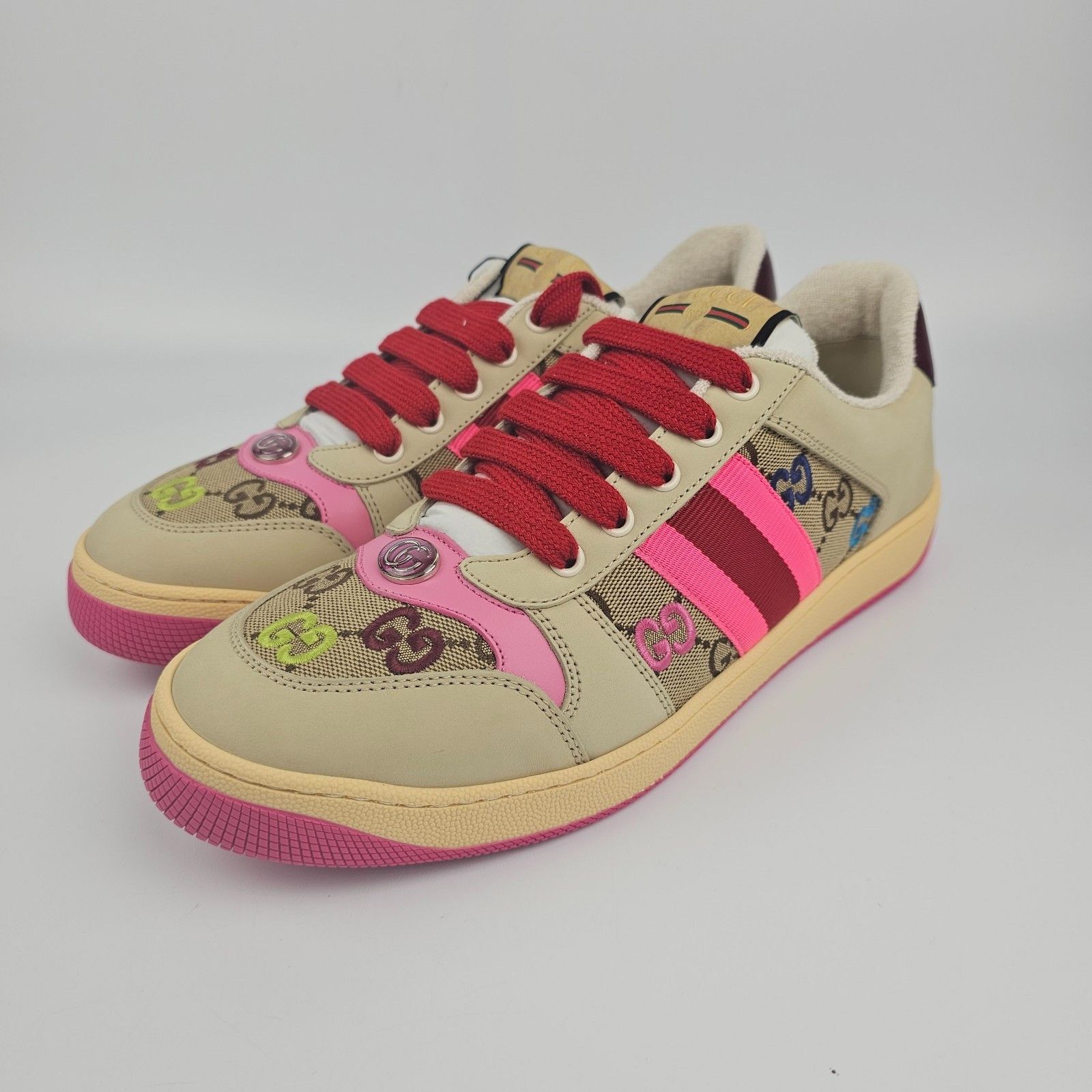 GUCCI Screener Beige/Pink Sneakers New & Authentic (Women's