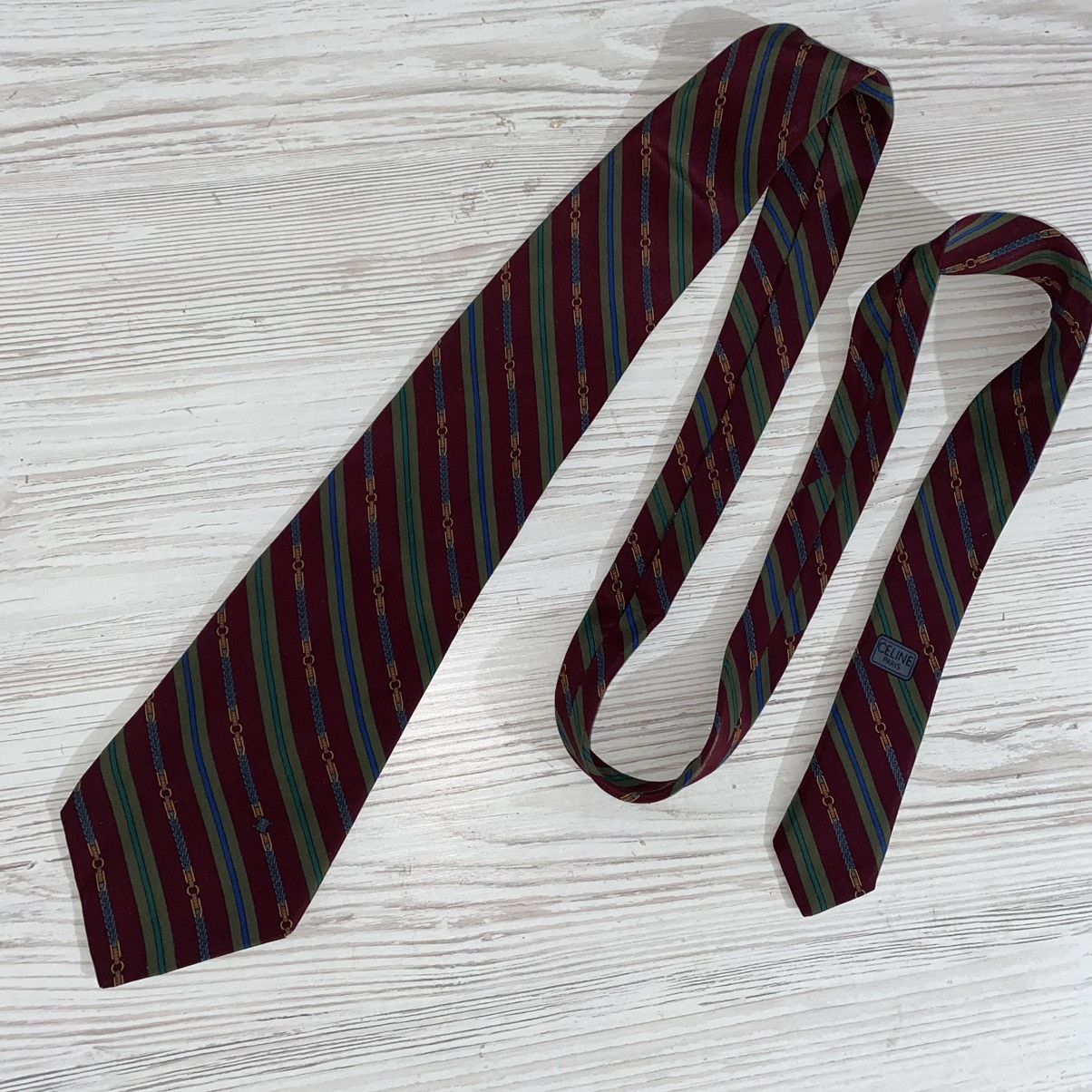 Celine Celine Paris Striped Tie Silk Size ONE SIZE - 5 Thumbnail