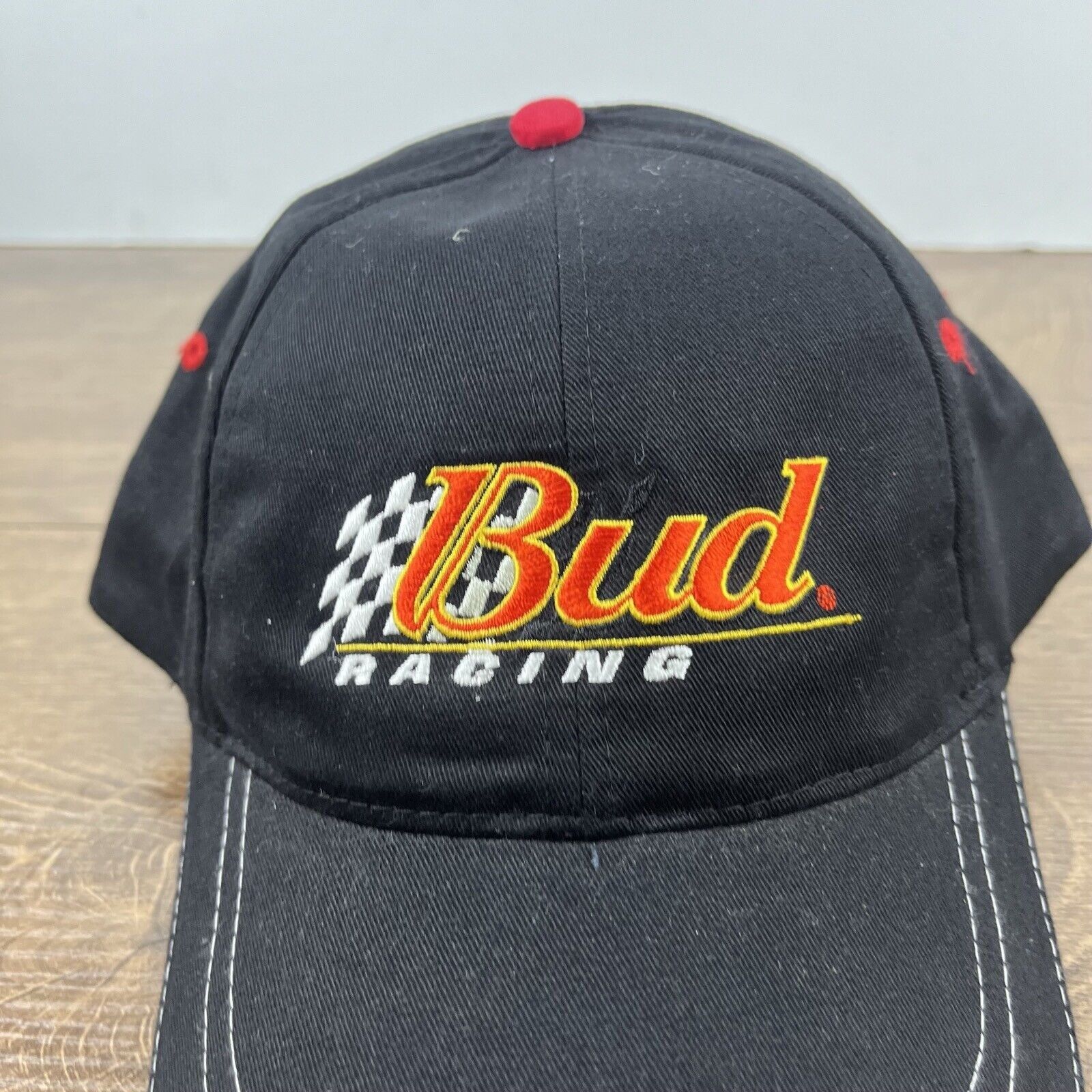 Budweiser Bud Racing Hat NASCAR Budweiser Hat Black Hat Adjustable Bla Size ONE SIZE - 7 Thumbnail