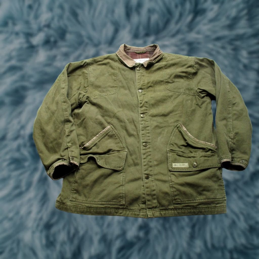 Vintage Columbia Jacket Mens Large Green Canvas Chore Field Snap Front Lined Workwear Size US L / EU 52-54 / 3 - 1 Thumbnail
