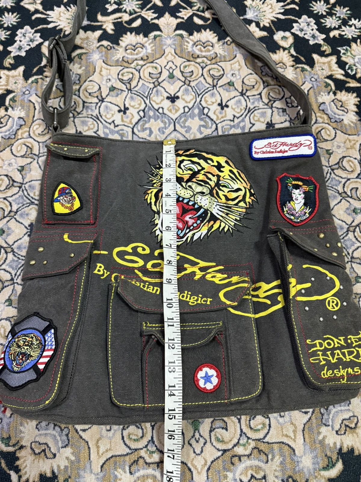 Ed Hardy Rare 2000s Ed hardy canvas Cotton sling bag Size ONE SIZE - 9 Thumbnail