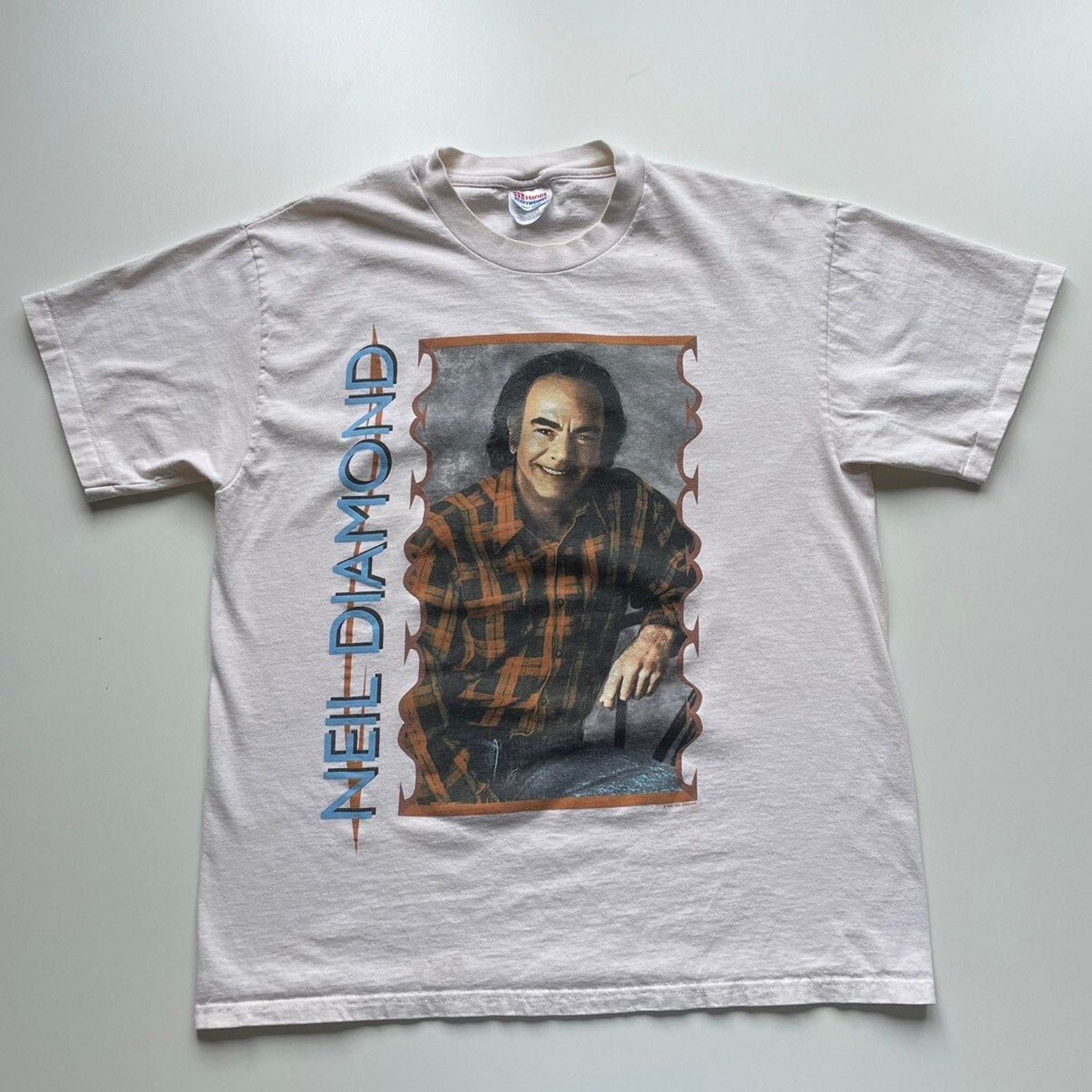 Vintage 90s Neil Diamond Tour T Shirt Large Band Tee Hanes