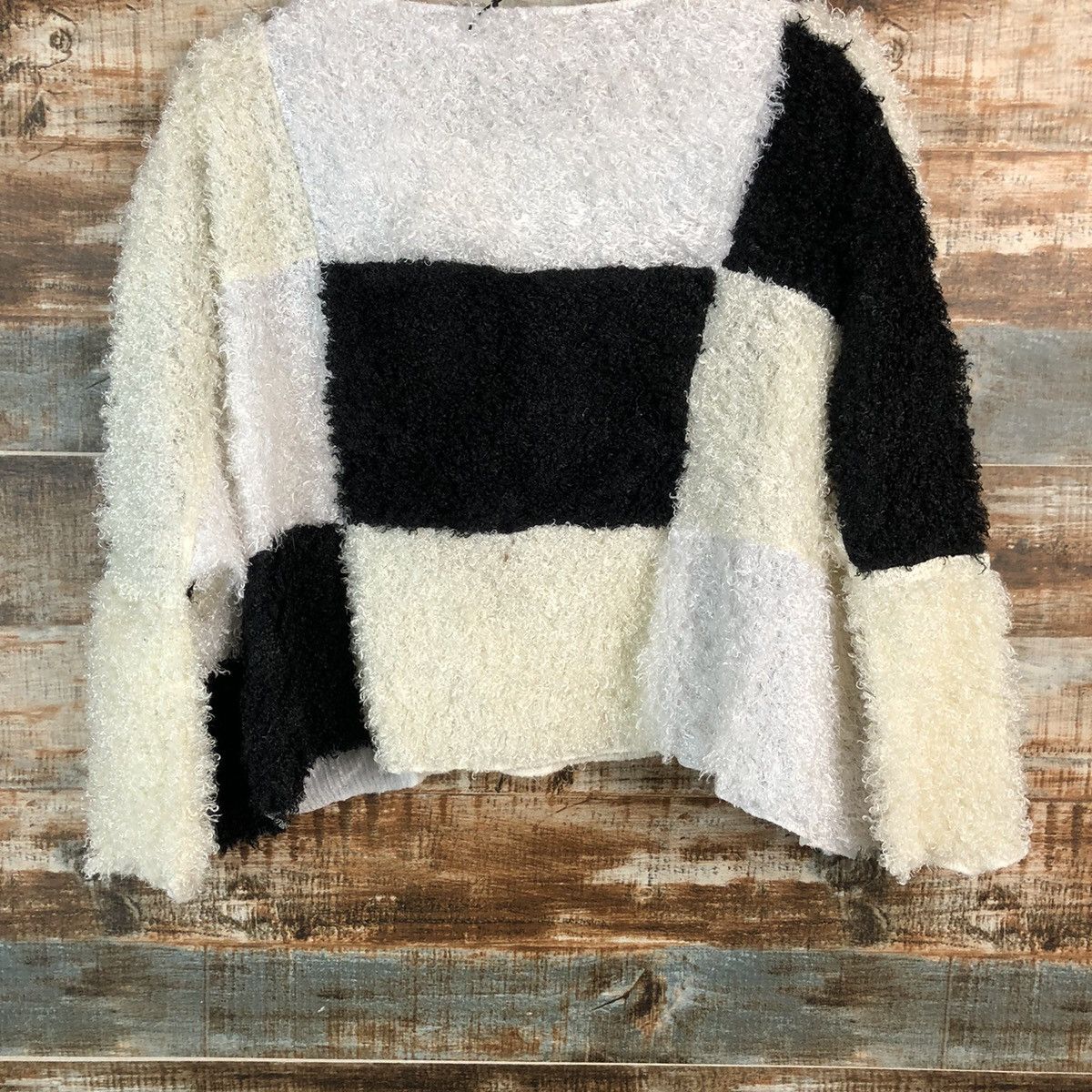 Homespun Knitwear Japan vintage patchwork fur shaggy Knitwear #A2297 Size L / US 10 / IT 46 - 12 Thumbnail