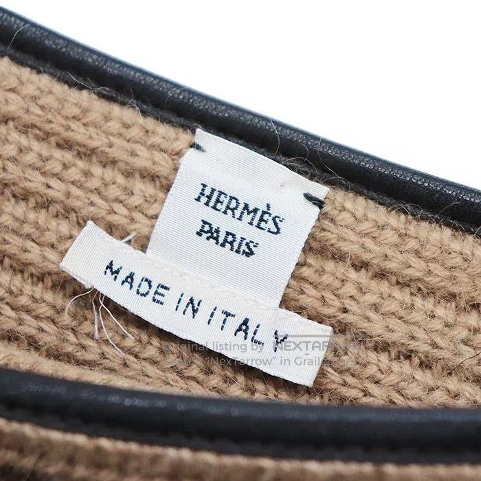 Hermes Hermes Deer Leather Trimmed V-Neck Long Sleeve Knit Top Size M / US 6-8 / IT 42-44 - 8 Thumbnail