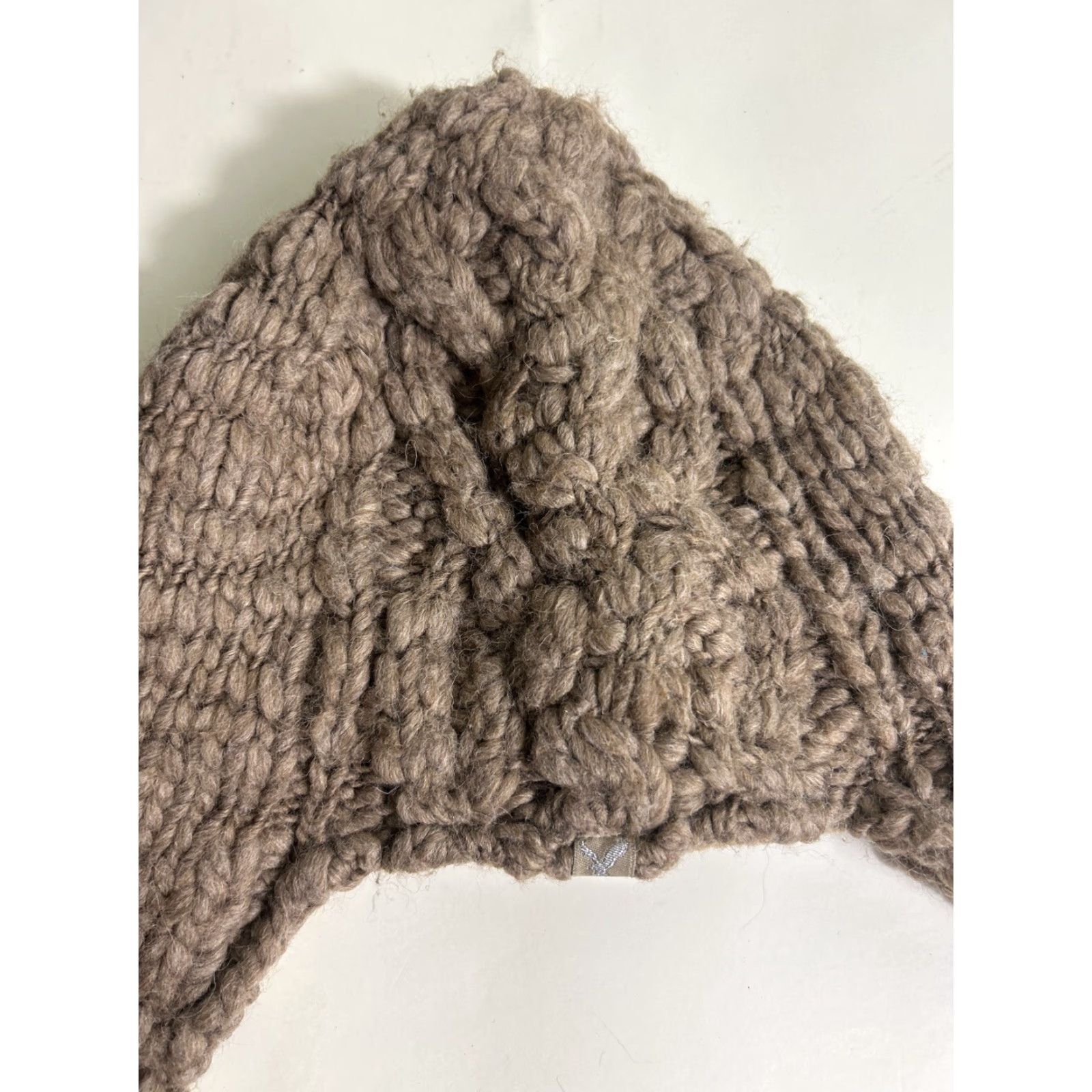American Eagle Outfitters American Eagle Womens Beanie Wool Blend Knit Tassels Snow Brown One Size Size ONE SIZE - 3 Thumbnail