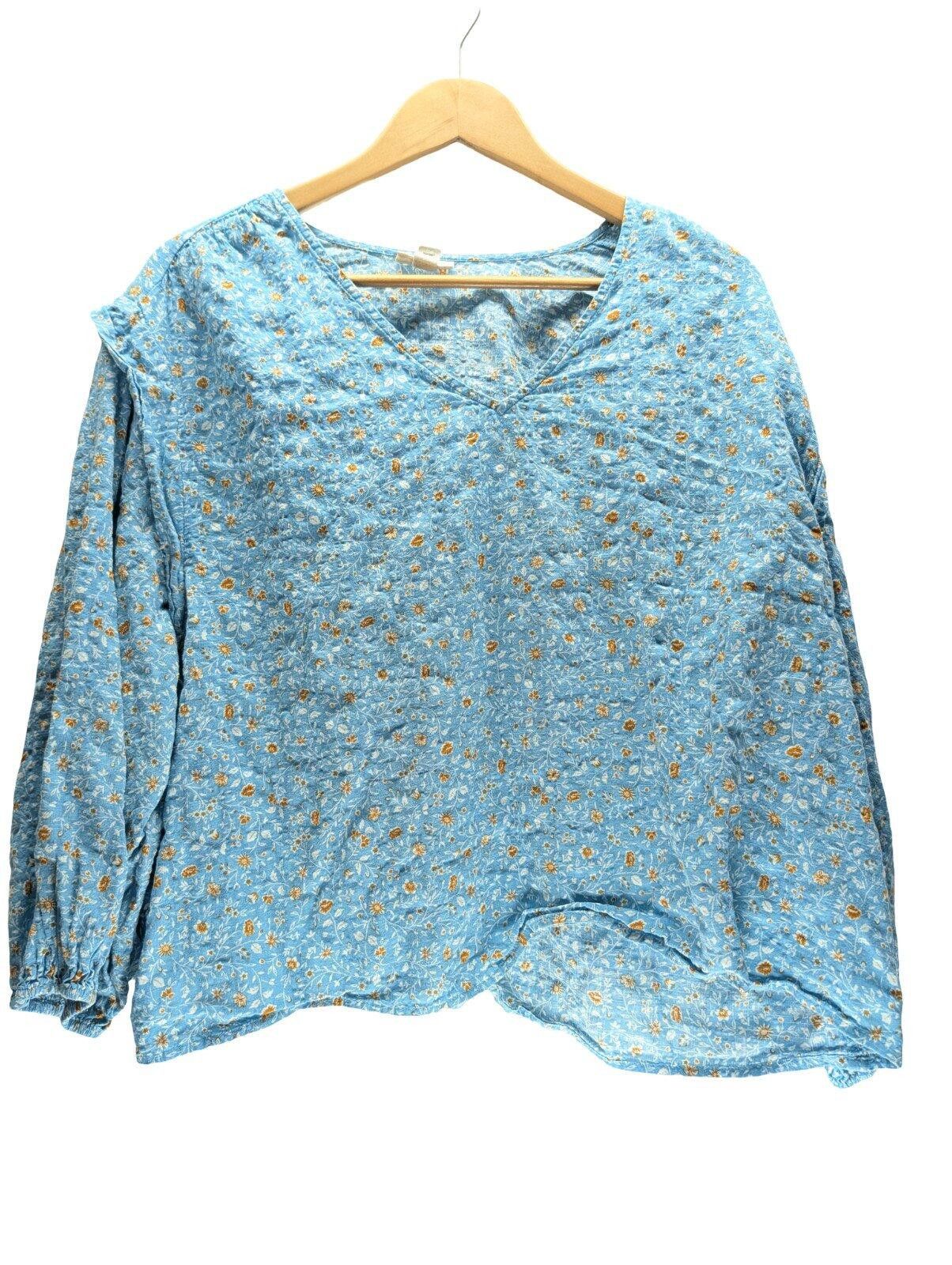 Analog a.n.a. Blouse Women 1X Plus V-Neck Peasant Floral Blue Size XL / US 12-14 / IT 48-50 - 1 Thumbnail
