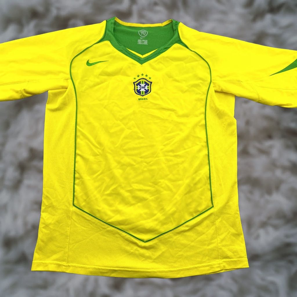 Nike Nike Brazil 2004 2005 2006 Home Mens Football Jersey Shirt Medium Yellow Total90 Size US M / EU 48-50 / 2 - 1 Thumbnail