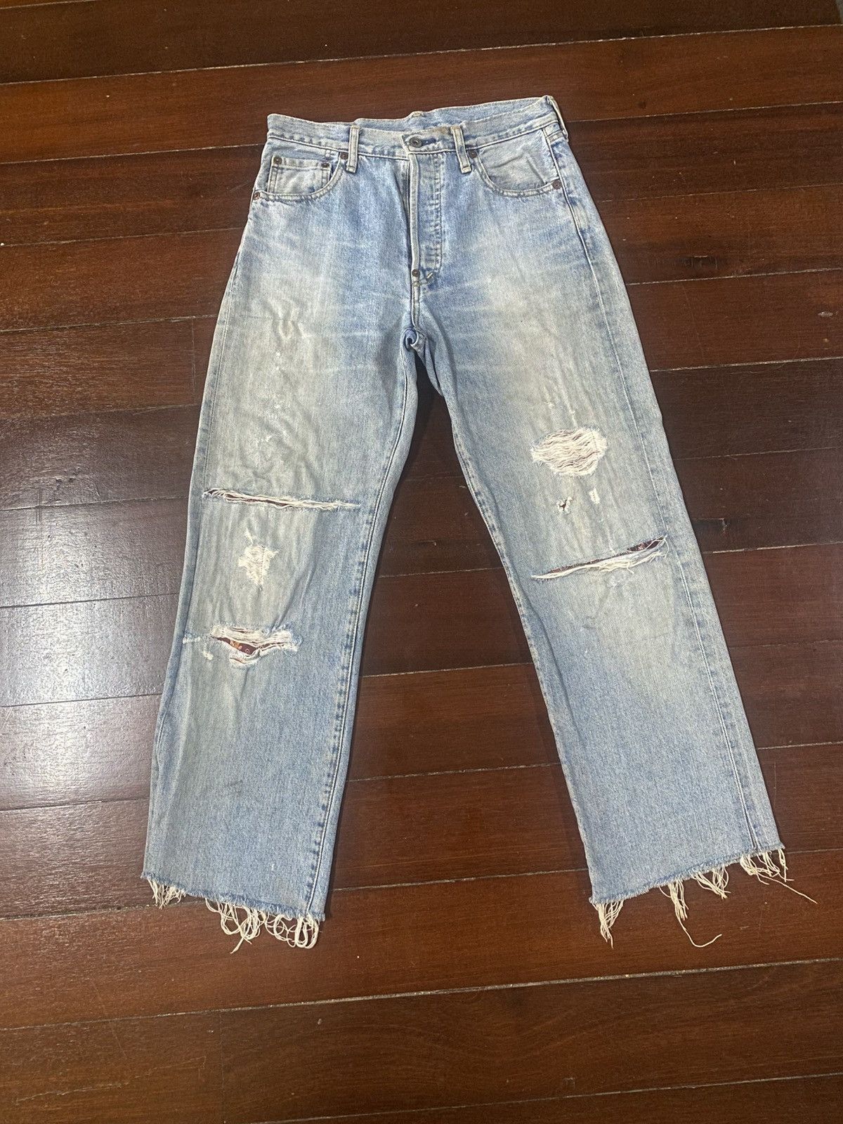 Vintage Levi’s Big E 702 XX Selvedge Distressed Repair Jeans